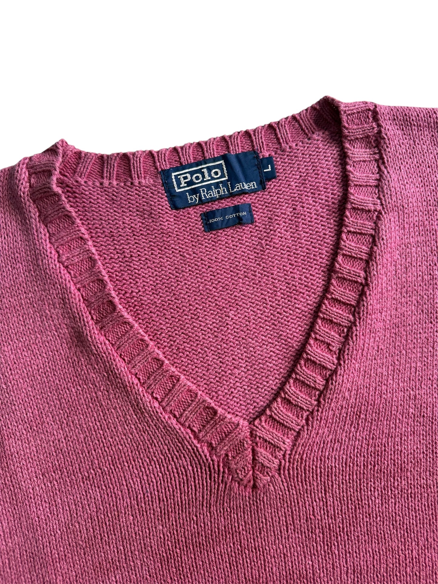 Polo Ralph Lauren Cotton Knit Vest Faded Maroon V Neck