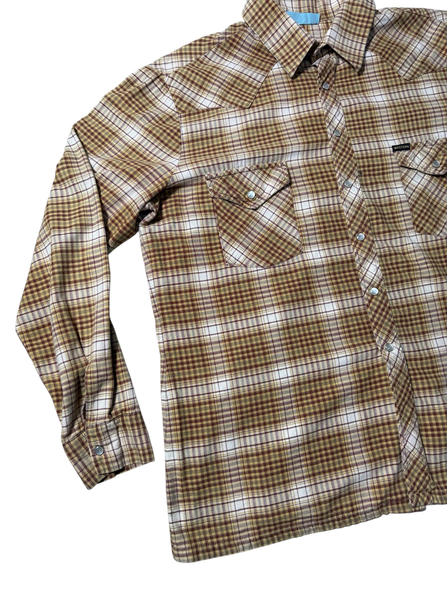 Vintage 1990s Raw Hide Western Plaid Snap Button Shirt