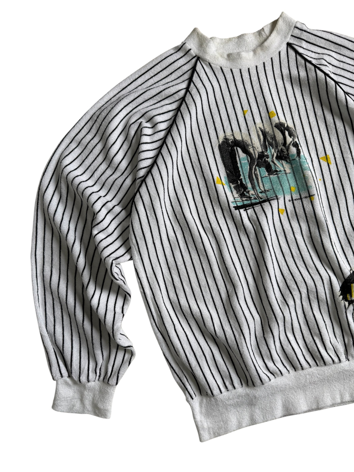 Vintage 1970s-80s West Germany Jazz Graphic Striped Terry Cloth Sweatshirt