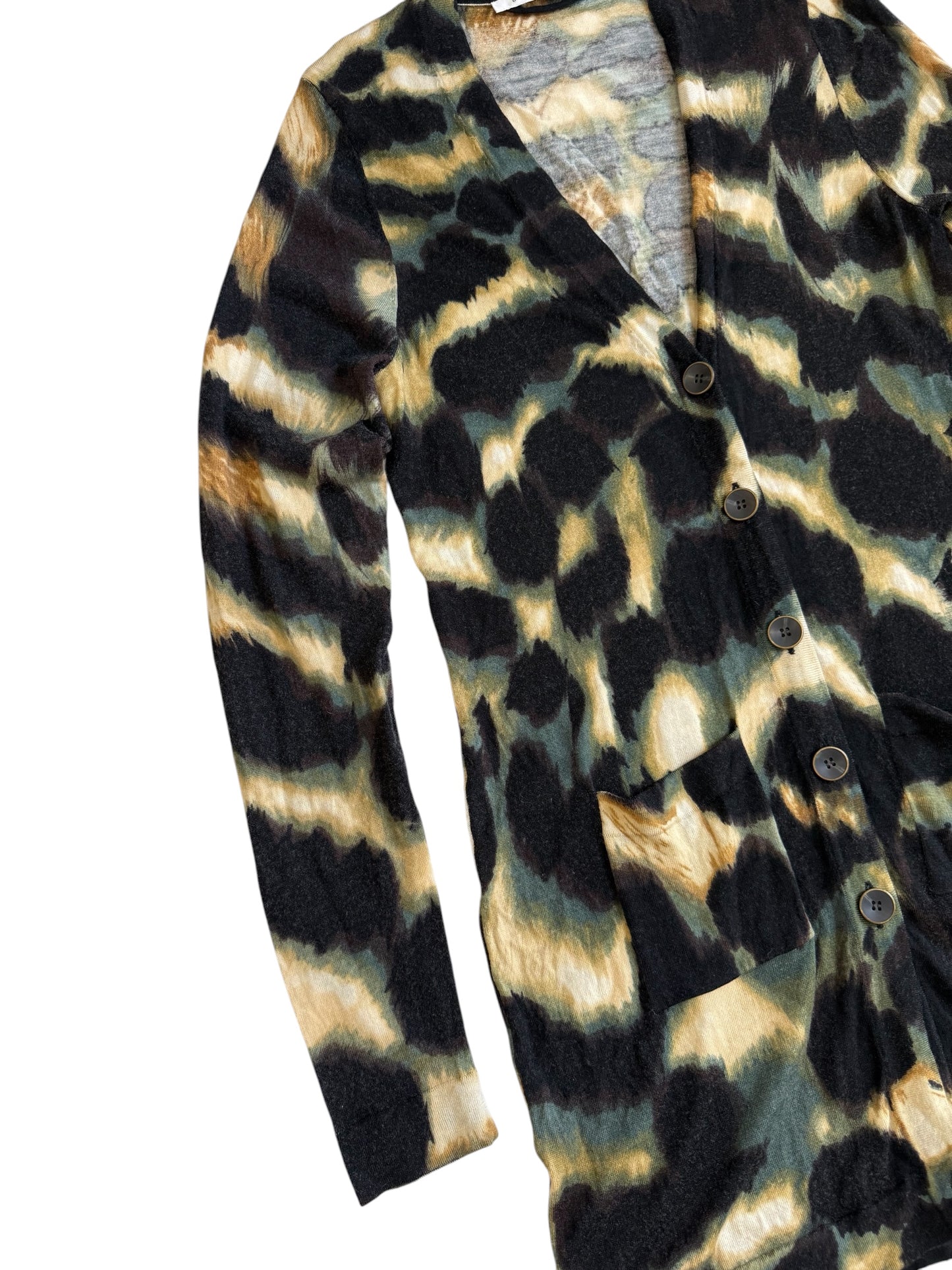 Diane von Furstenberg DVF Wool Abstract Cloud Knit Cardigan Sweater