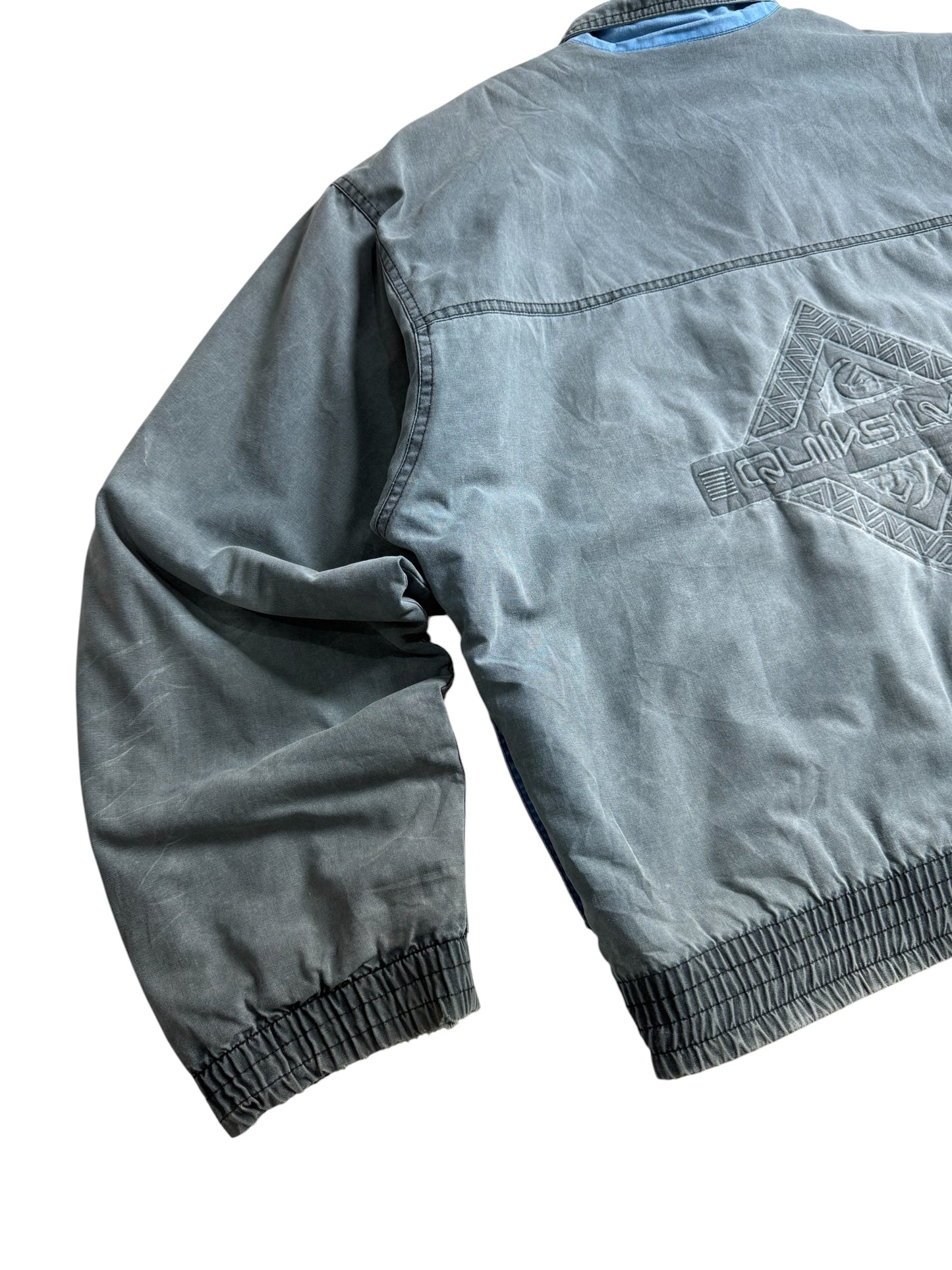 Vintage Quiksilver Made in USA Faded Canvas Zip Jacket Grey Surf Skate