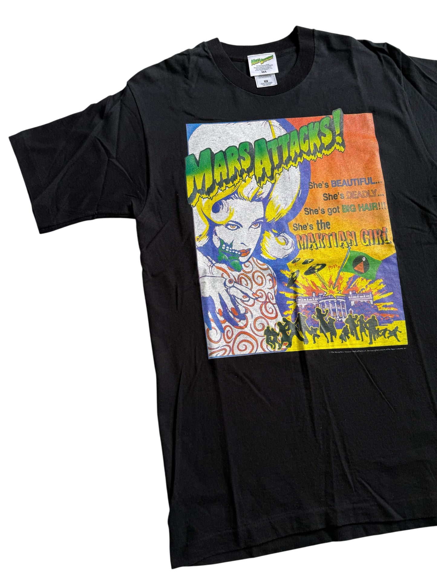 Vintage 1990s Mars Attacks Martian Girl Movie Tshirt