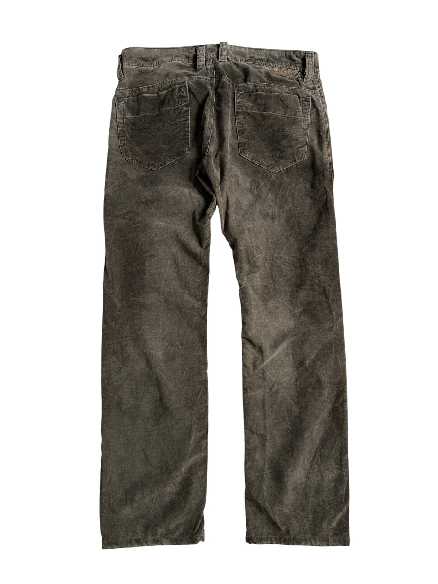 Vintage Y2K Diesel Industry Waxed Cotton Pants Brown Grey Distressed Fade