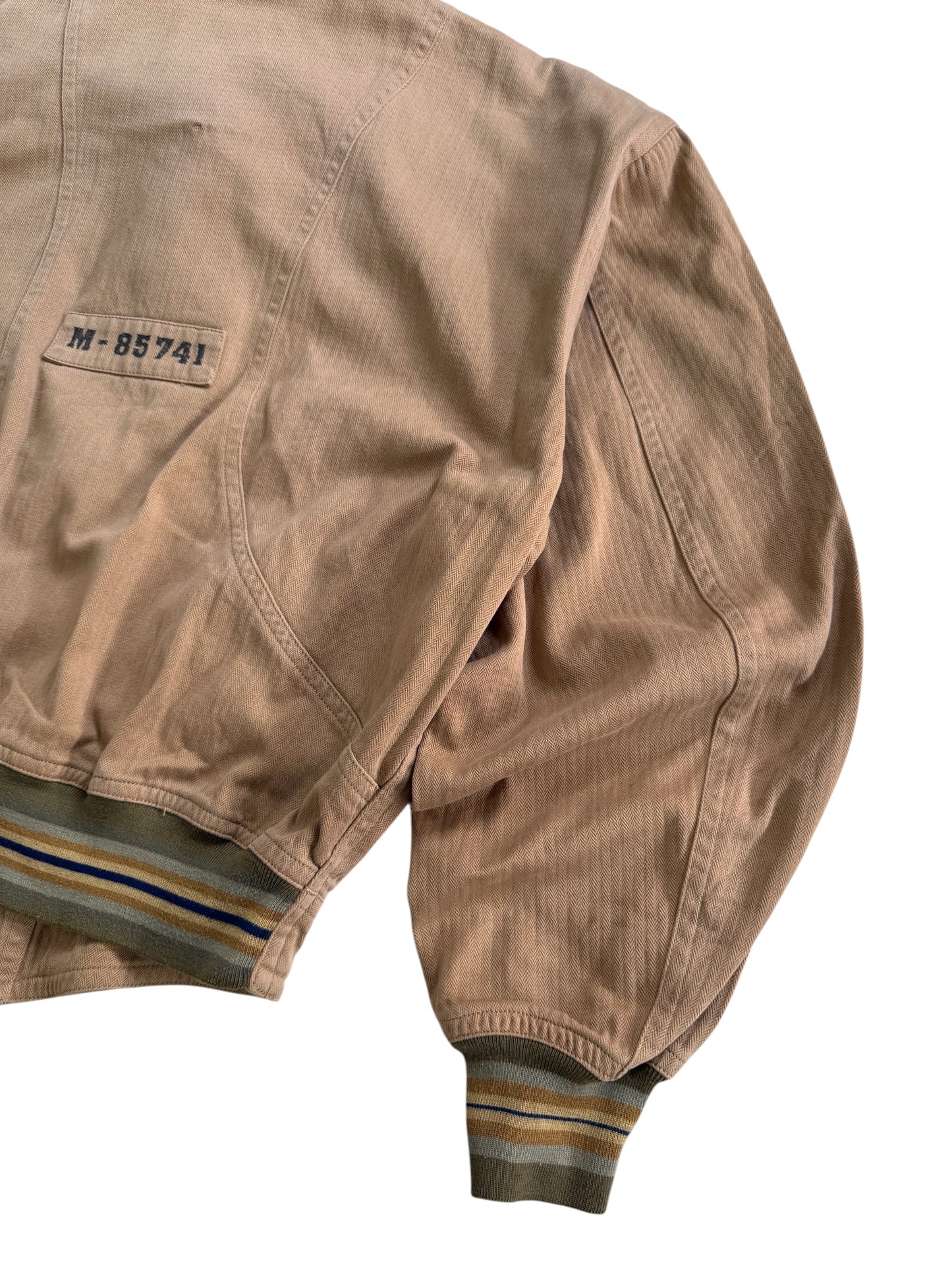 Vintage 180s-90s Lets Bandit Melrose Herringbone Motorcycle Jacket Tan Brown