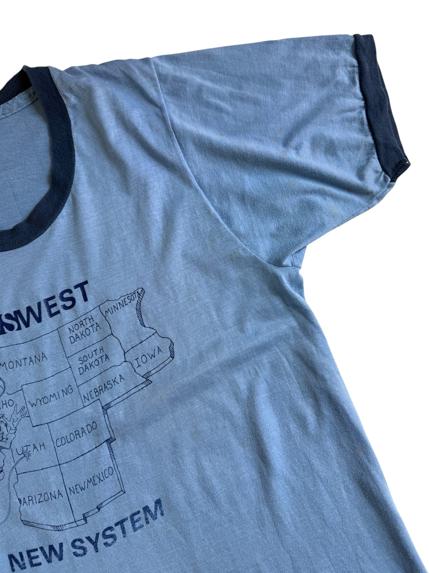 Vintage 1980s USWEST New System Ringer Tshirt USA