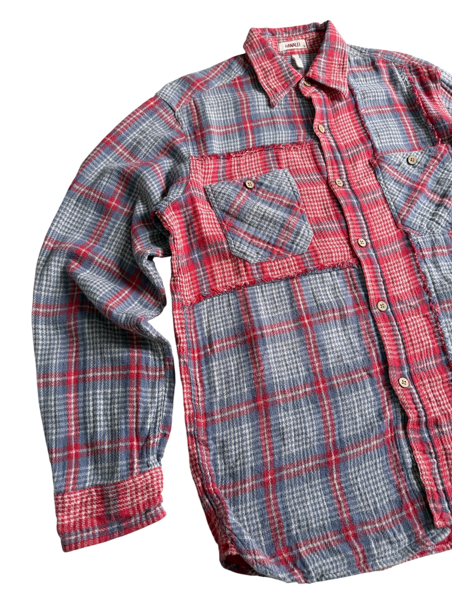 Hanalei Reversible Patchwork Flannel Shirt Japanese Brand Distressed Plaid