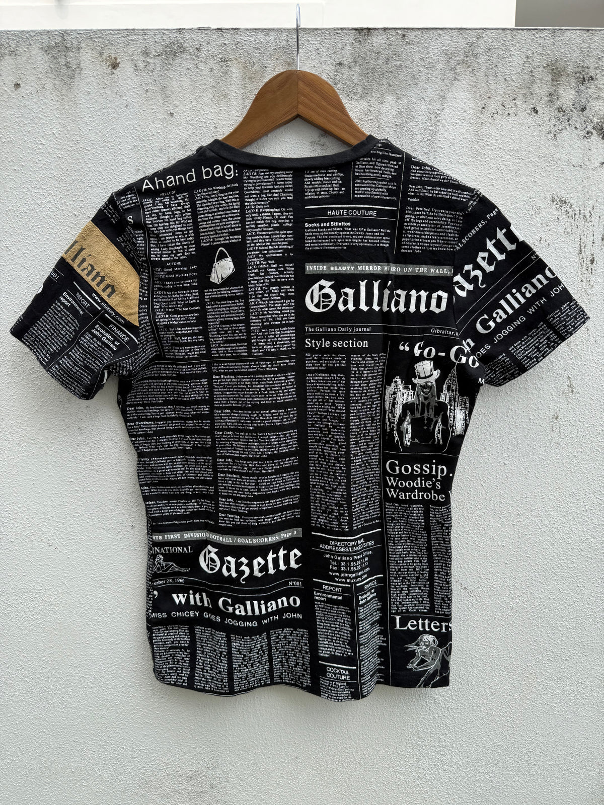 Vintage John Galliano Newspaper Tshirt Made In Italy