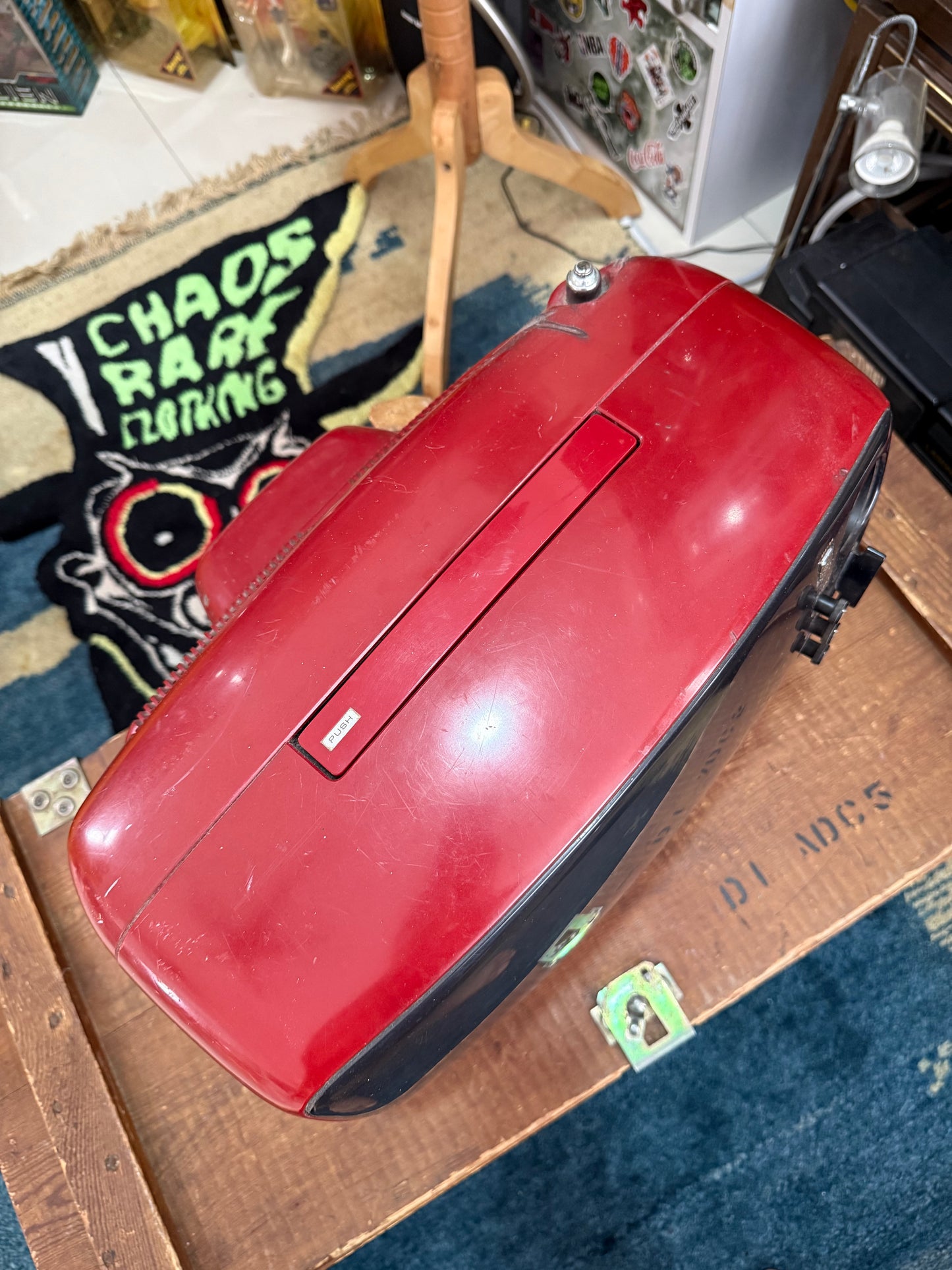 Vintage National Solid State 12” Portable CRT Television Red Space Age TV Japan