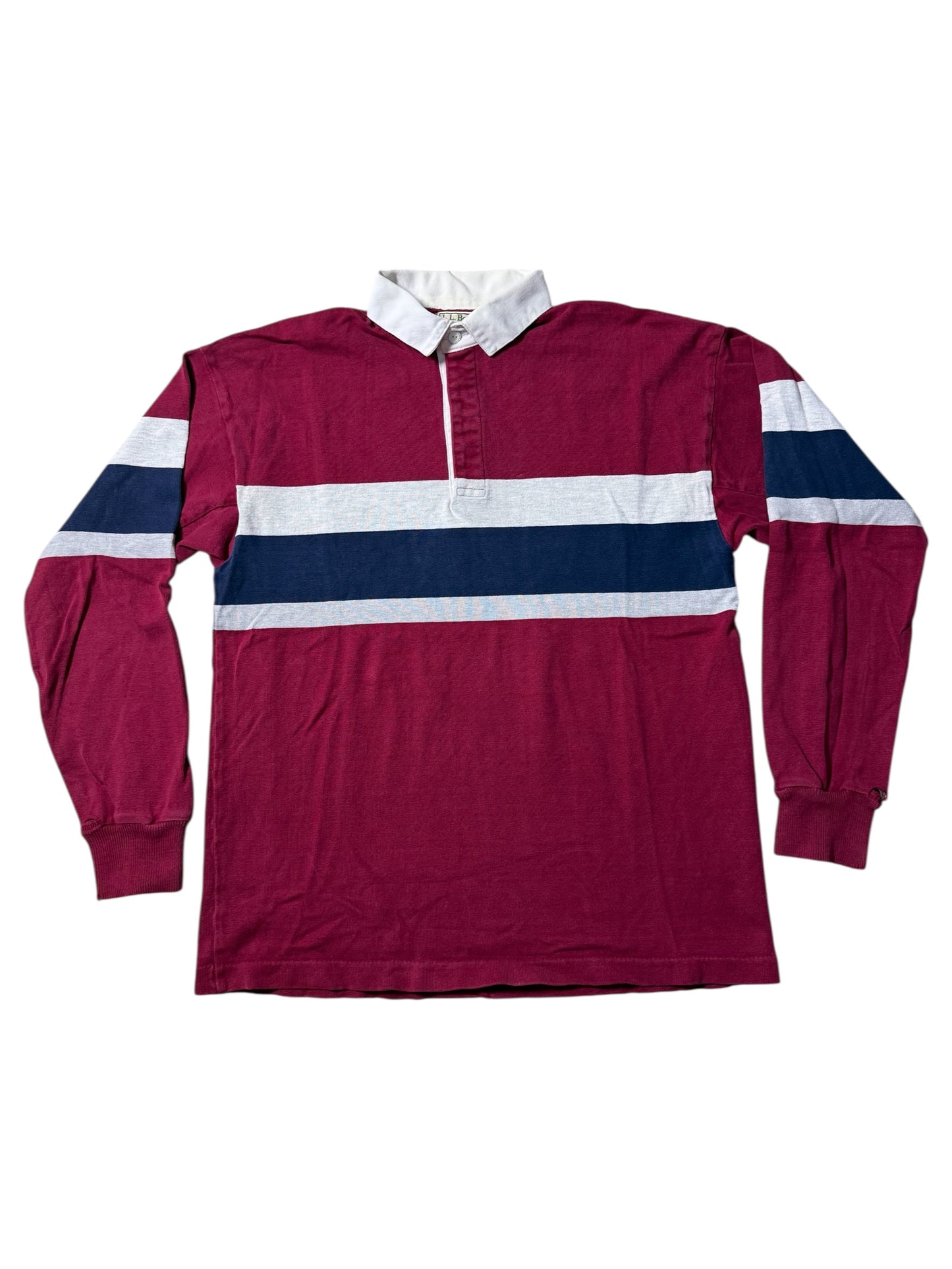 Vintage LL Bean USA Rugby Shirt Long Sleeve Stripe Made in USA
