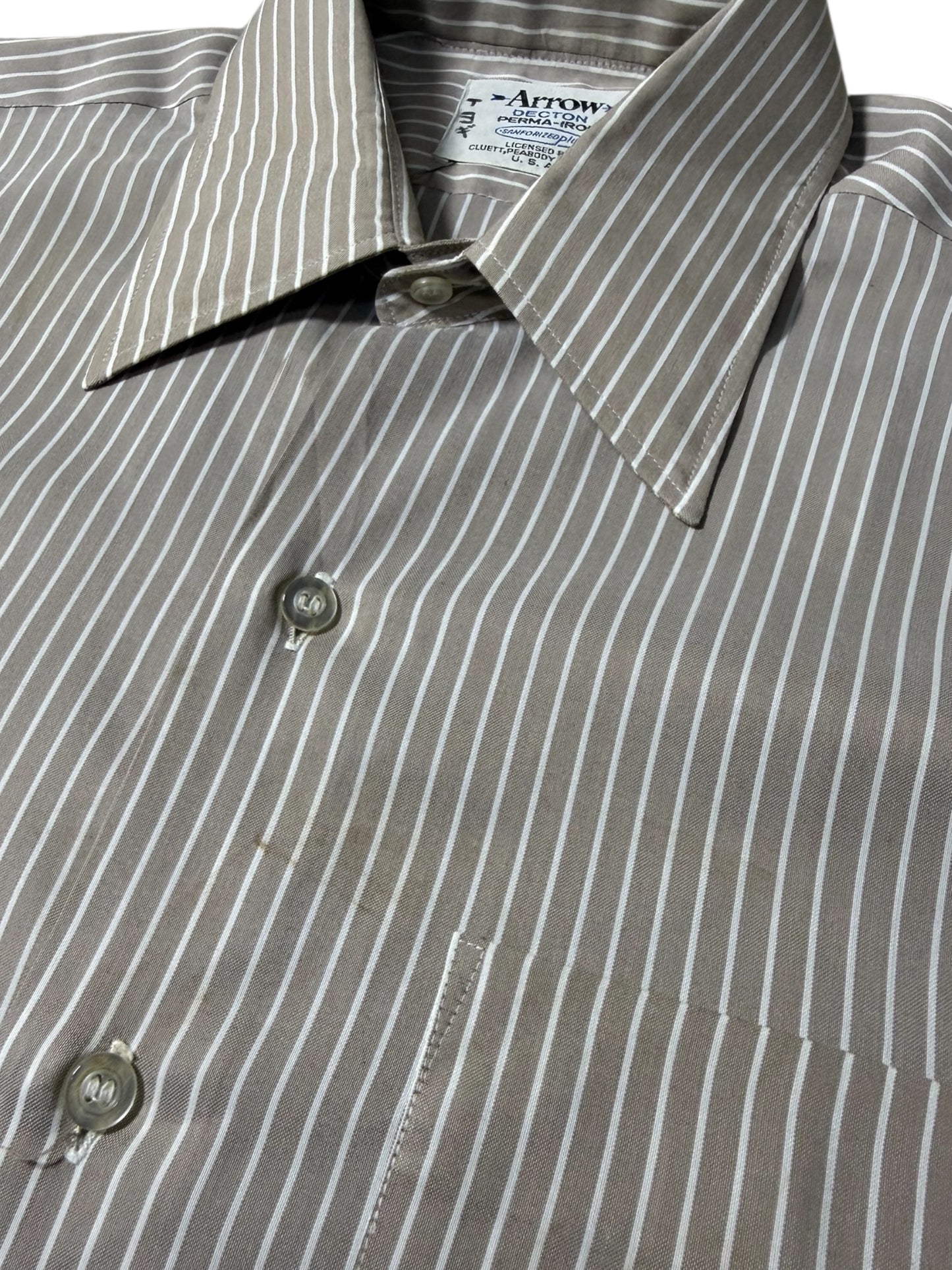 Vintage 1970s–80s Arrow Decton Perma-Iron Stripe Shirt USA
