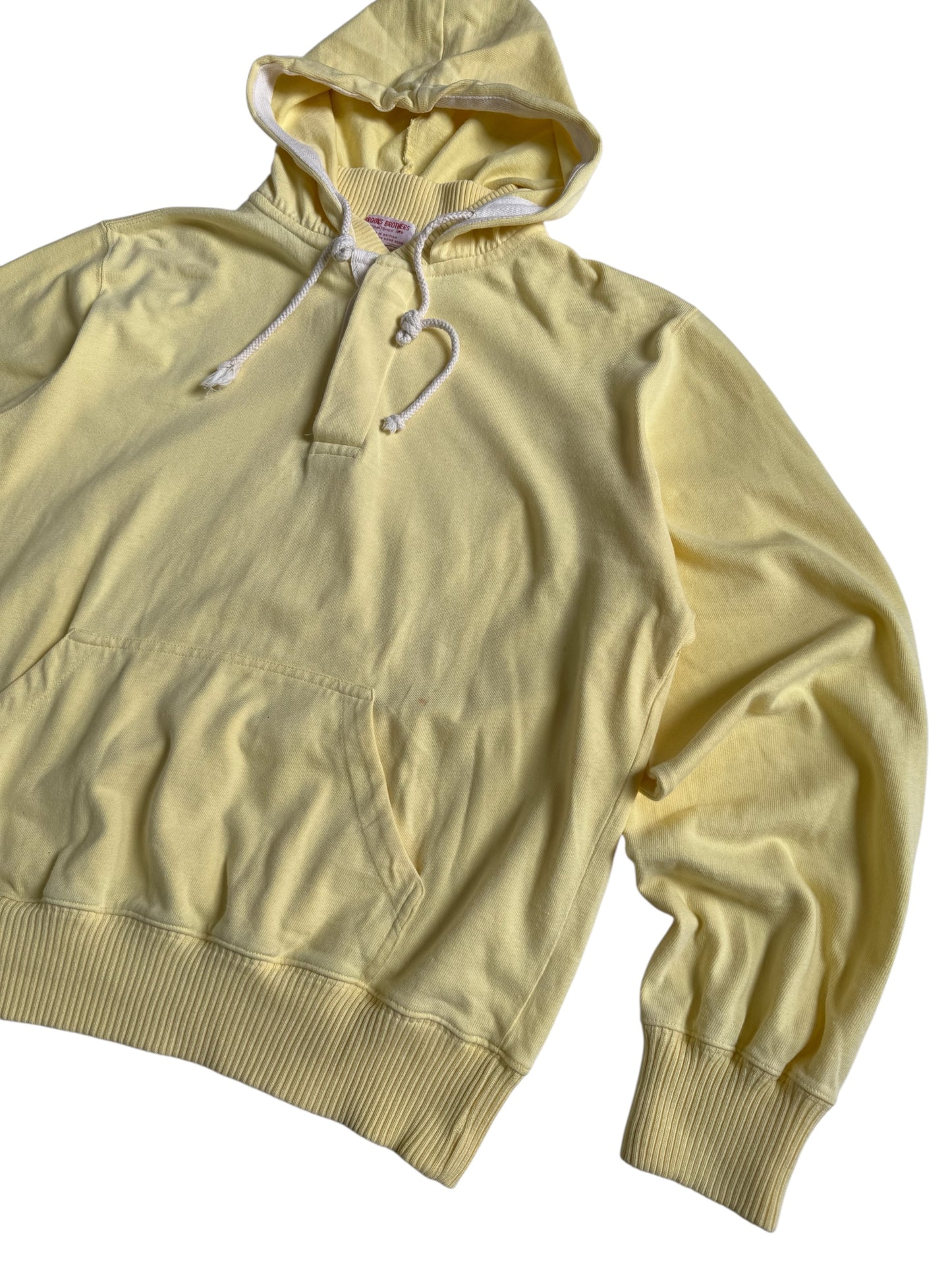 Vintage Brooks Brothers Pullover Hoodie Yellow Cotton Made in British