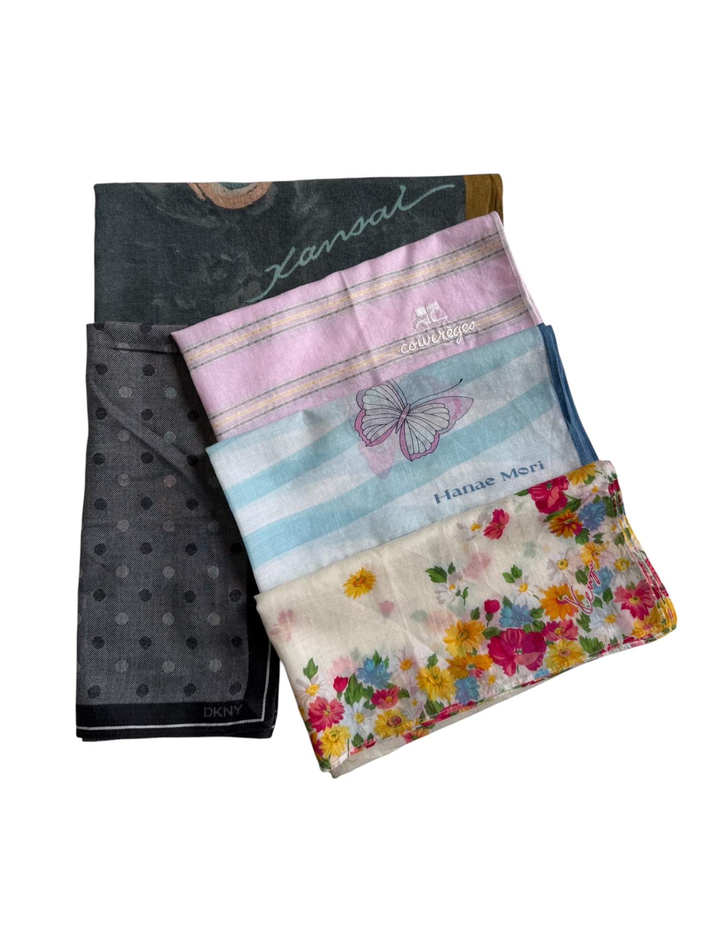 Lot of Vintage Designer Handkerchiefs Kansai Yamamoto Courreges Kenzo Hanae Mori