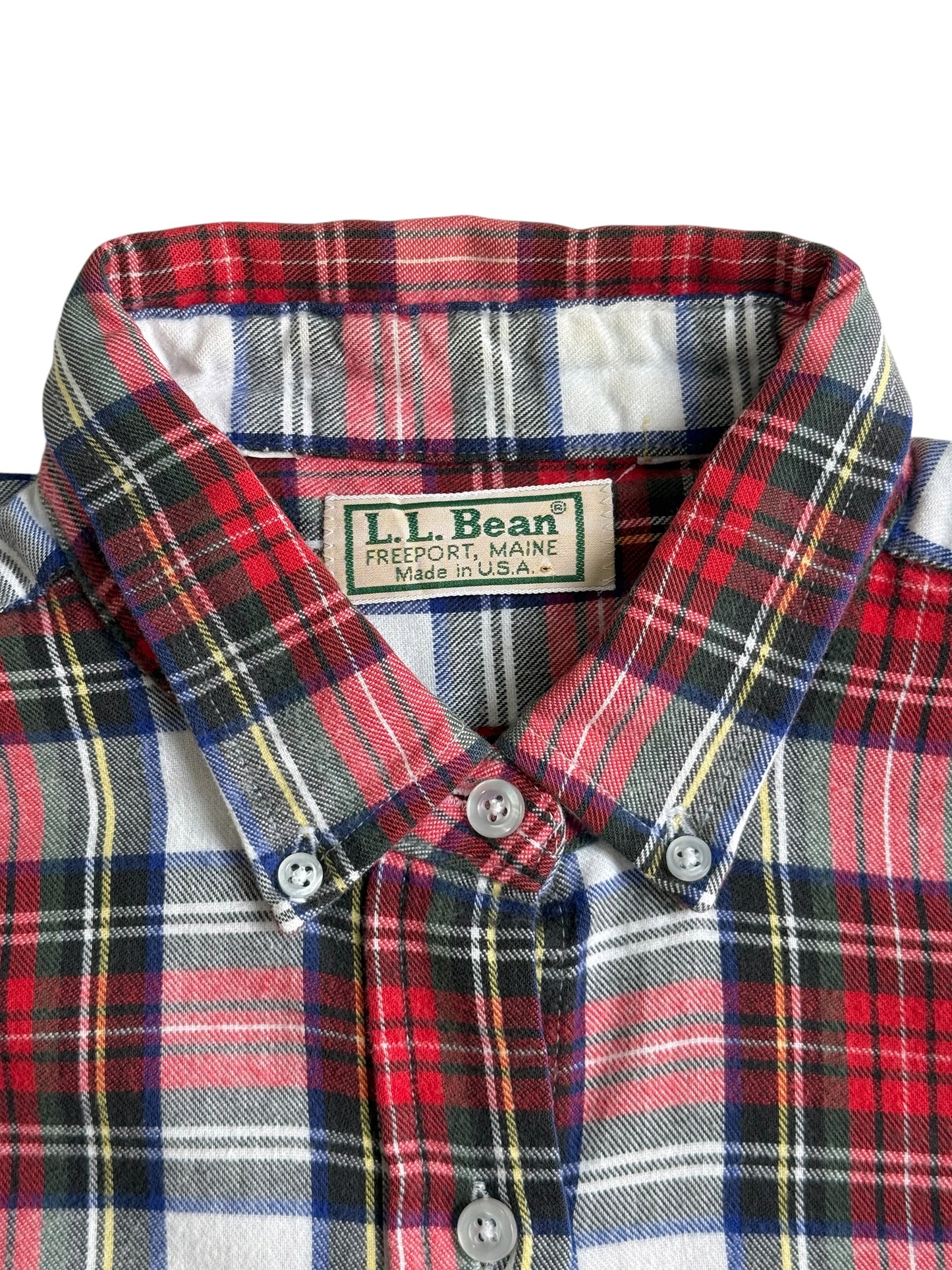 Vintage LL Bean Made in USA Plaid Button Down Flannel Shirt