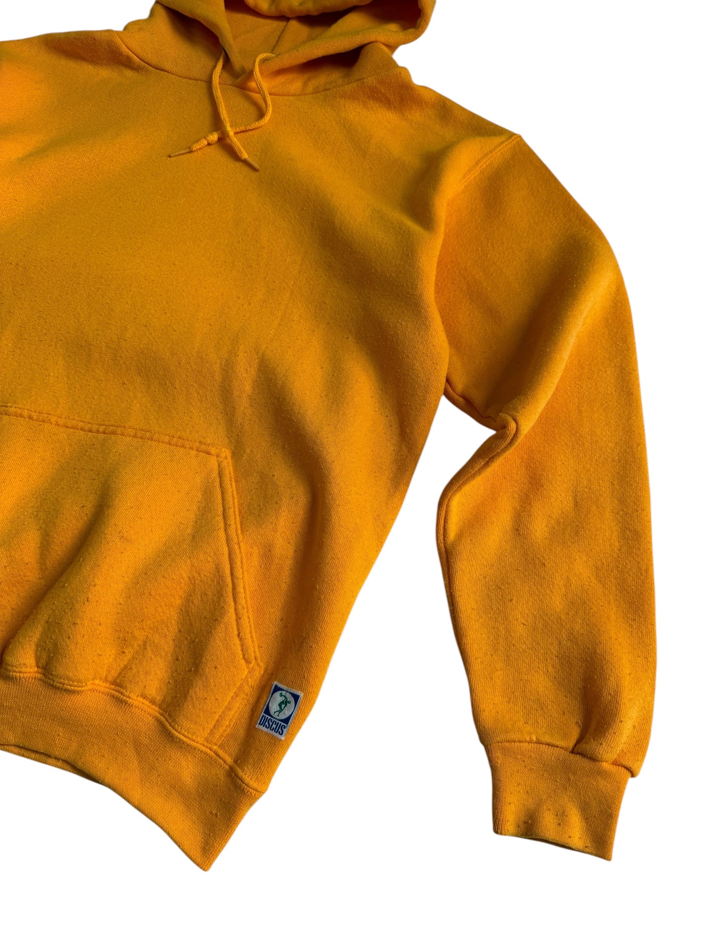 Vintage Discus Athletic Blank Hoodie Mustard Yellow Pullover USA Sweatshirt