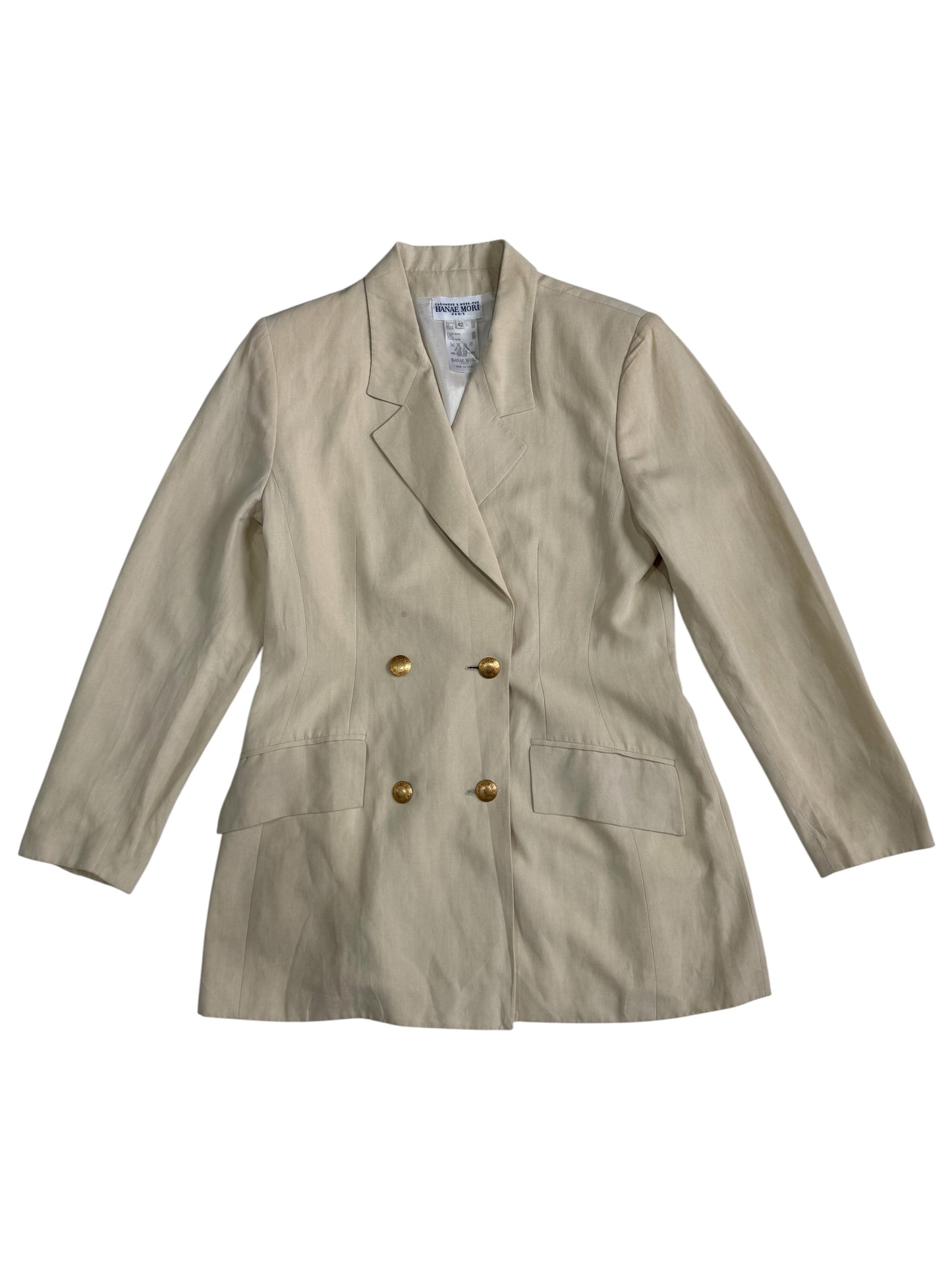 Vintage Hanae Mori Paris Cashmere & Week-End Double Breasted Blazer Jacket