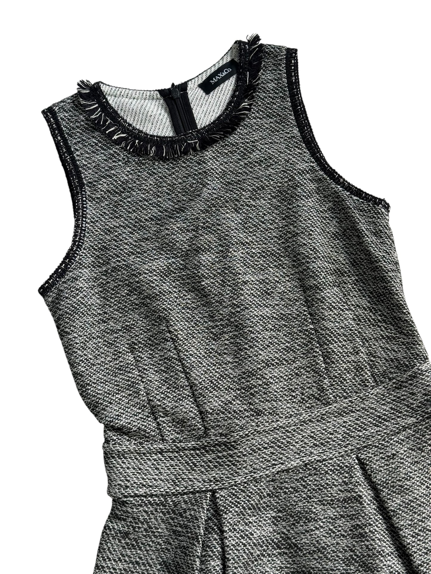 Max&Co Max Mara Black White Textured Knit Dress
