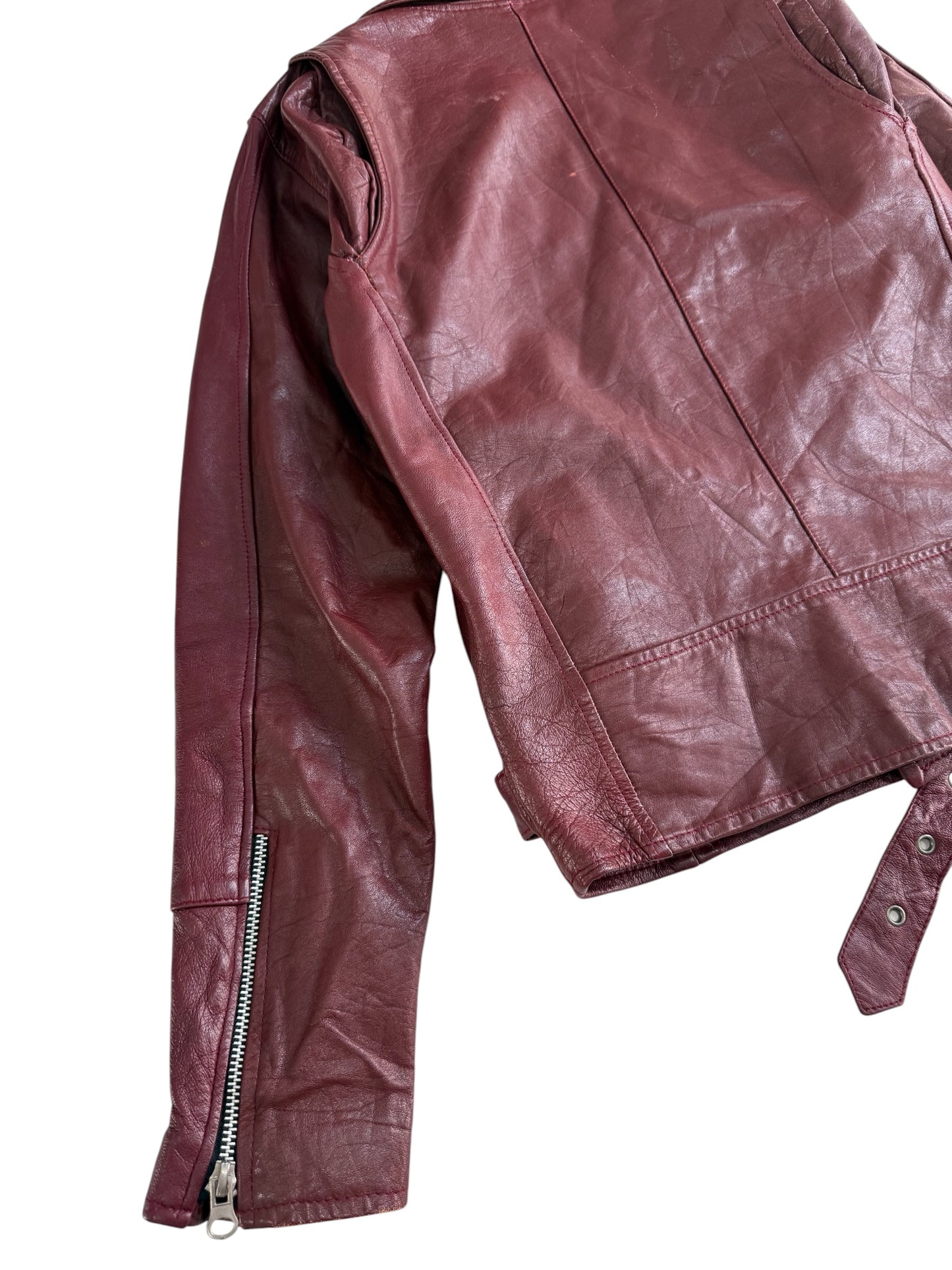 Vintage Burgundy Leather Biker Jacket Women’s Motorcycle Jacket