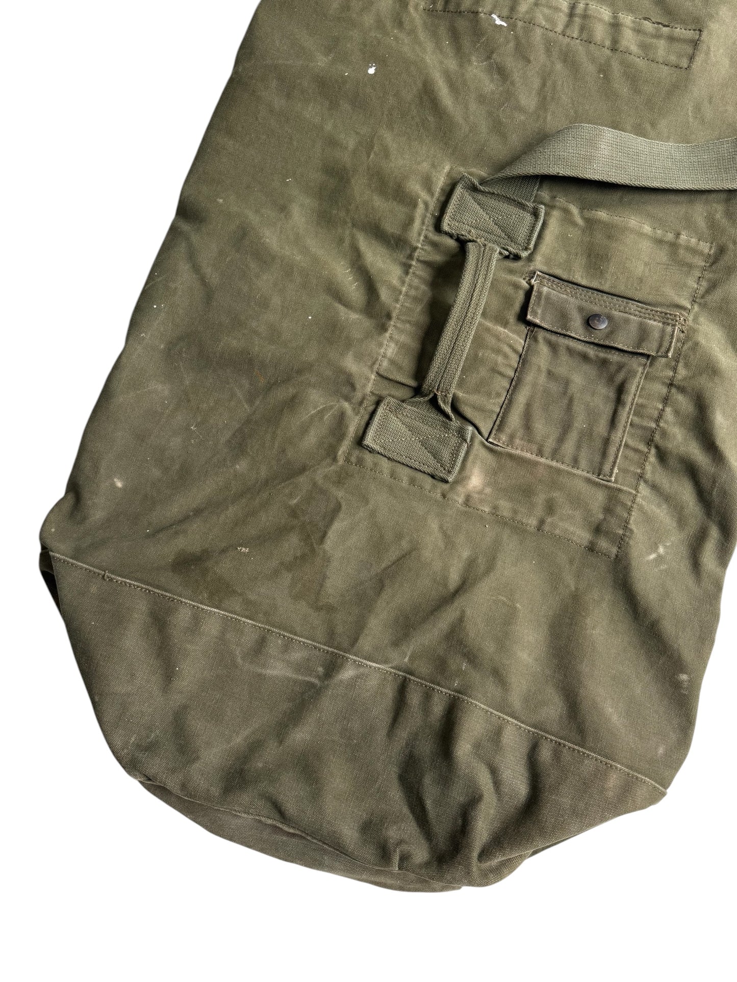 Vintage 50s-60s Us Army Olive Drab Canvas Top-Load Duffle Bag