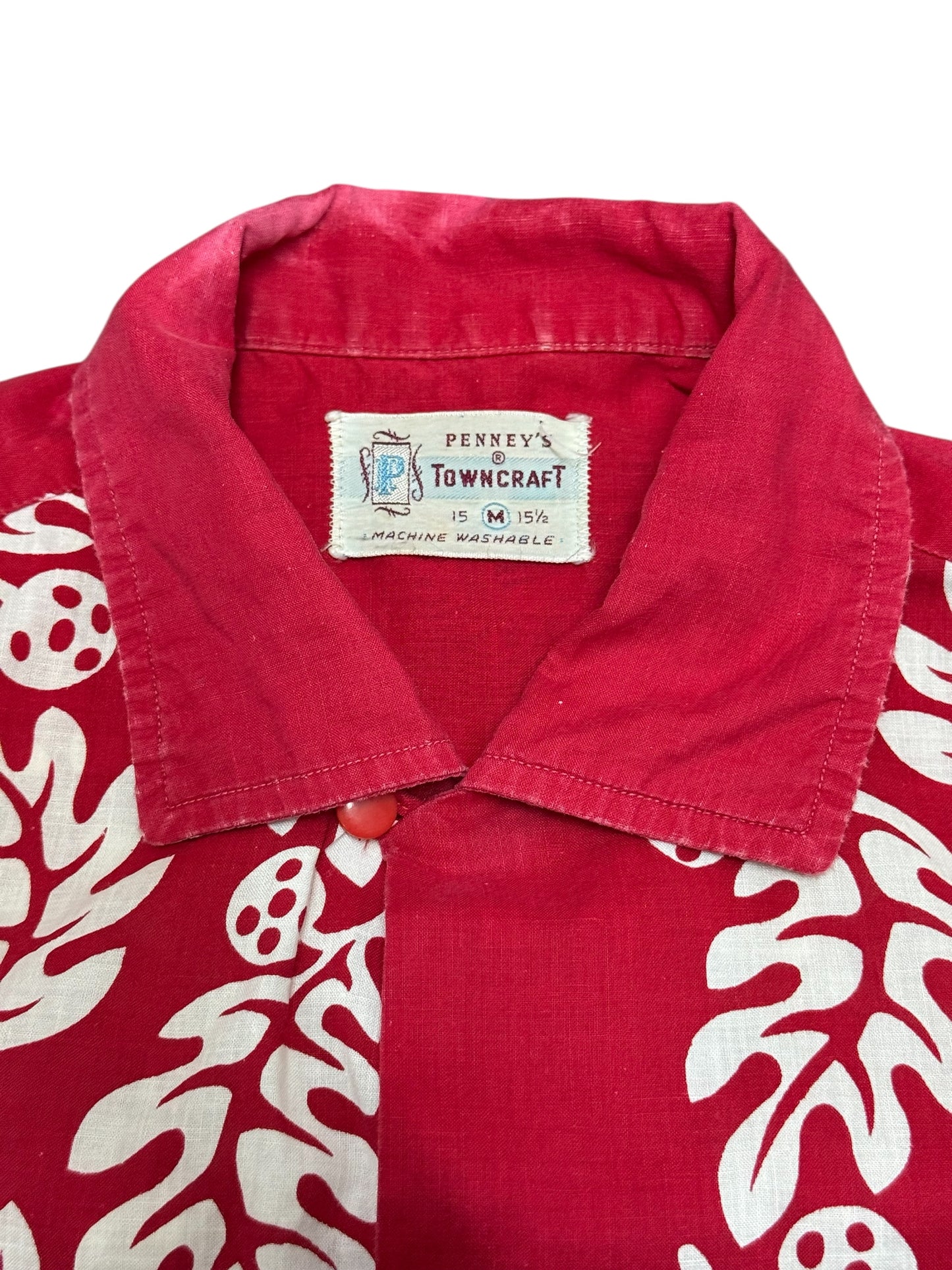 Vintage 1950s Penneys Towncraft Hawaiian Red Shirt