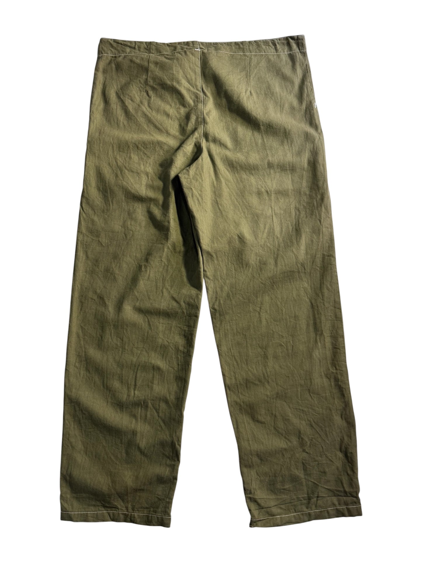 Vintage 1996 Czech HBT Workwear Pants Olive Military Utility Praha