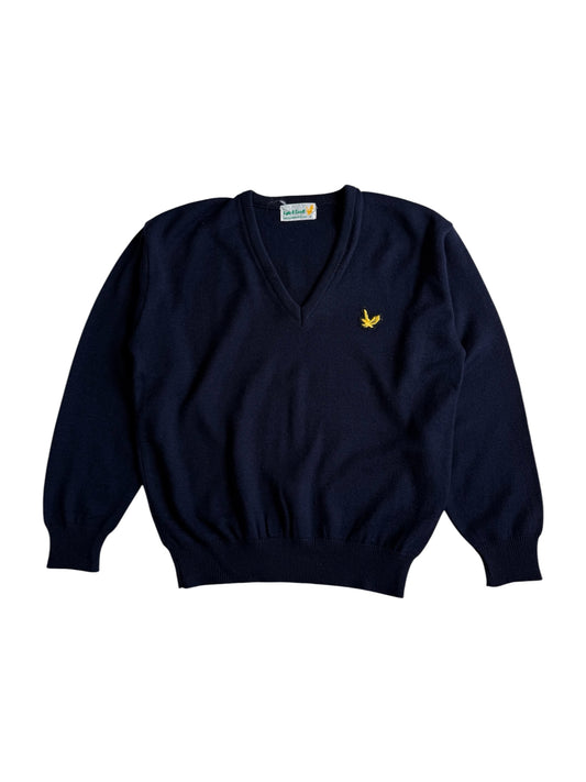 Vintage 70s 80s Lyle & Scott V Neck Wool Cashmere Sweater Made in Scotland