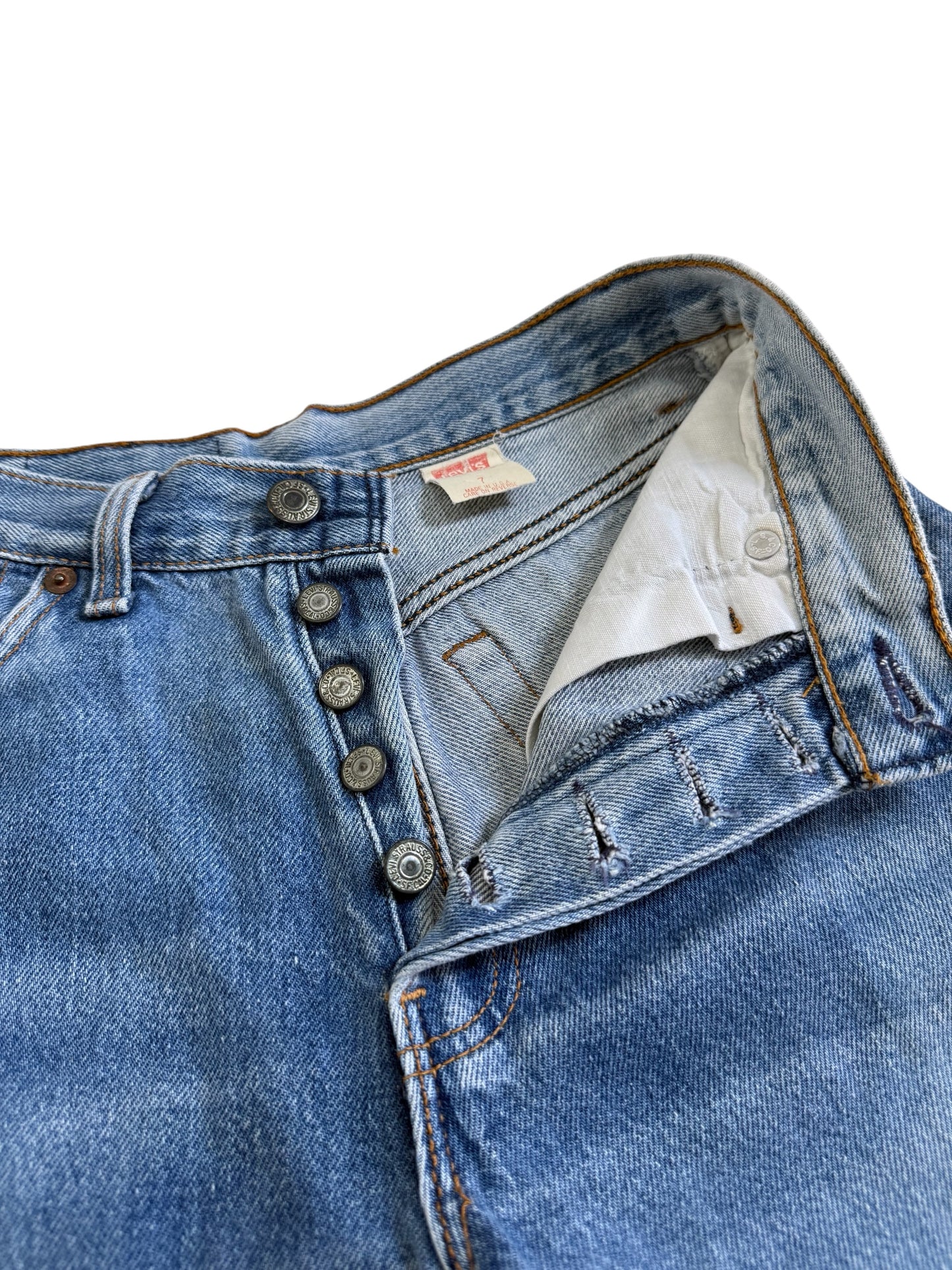 Vintage Levis 501 Cut Off Denim Jeans Made In Usa