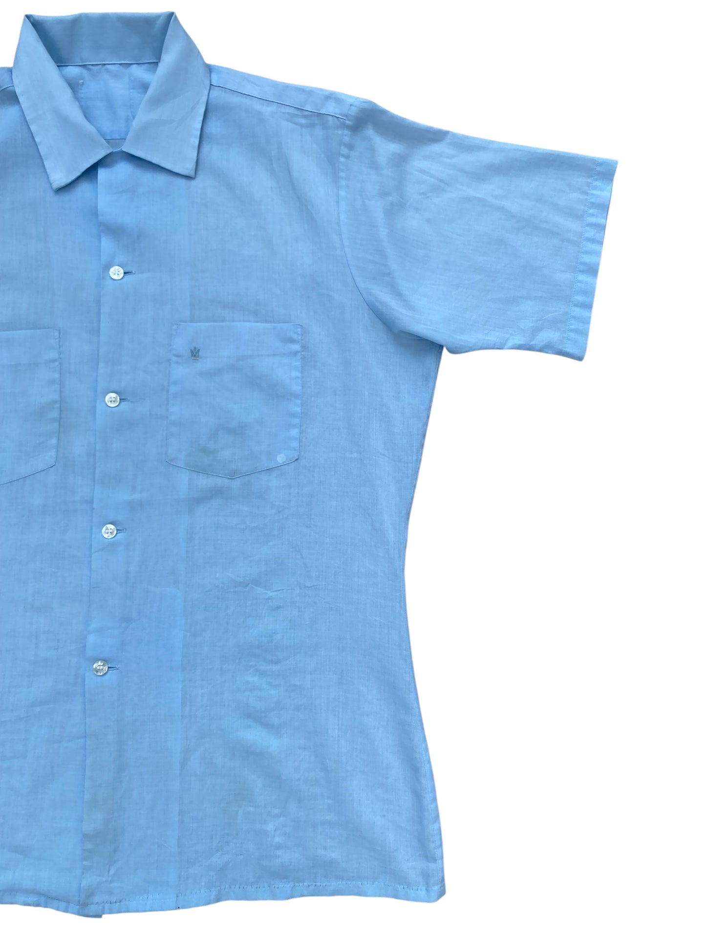 Vintage 70s Sky Blue Short Sleeve Shirt