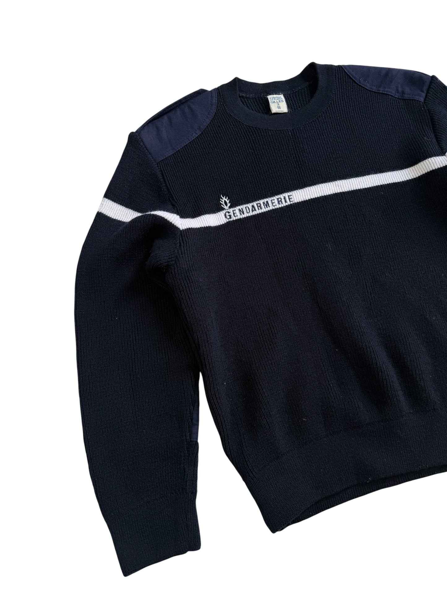 Vintage French Gendarmerie Wool Commando Sweater Made in France Military Knit