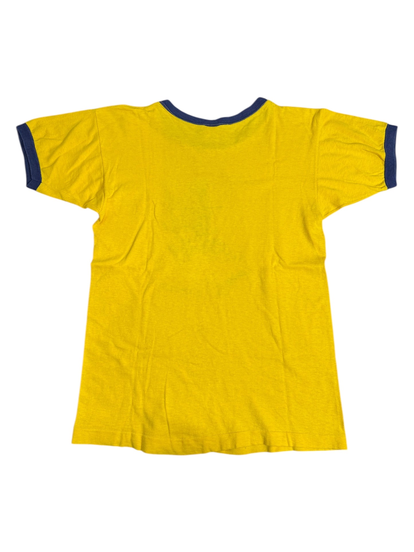 Vintage 1970s Champion Blue Bar Ringer Tshirt Trinity Volunteers Tradition