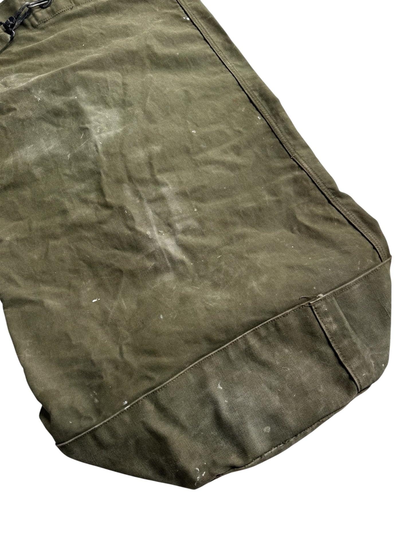 Vintage 50s-60s Us Army Olive Drab Canvas Top-Load Duffle Bag