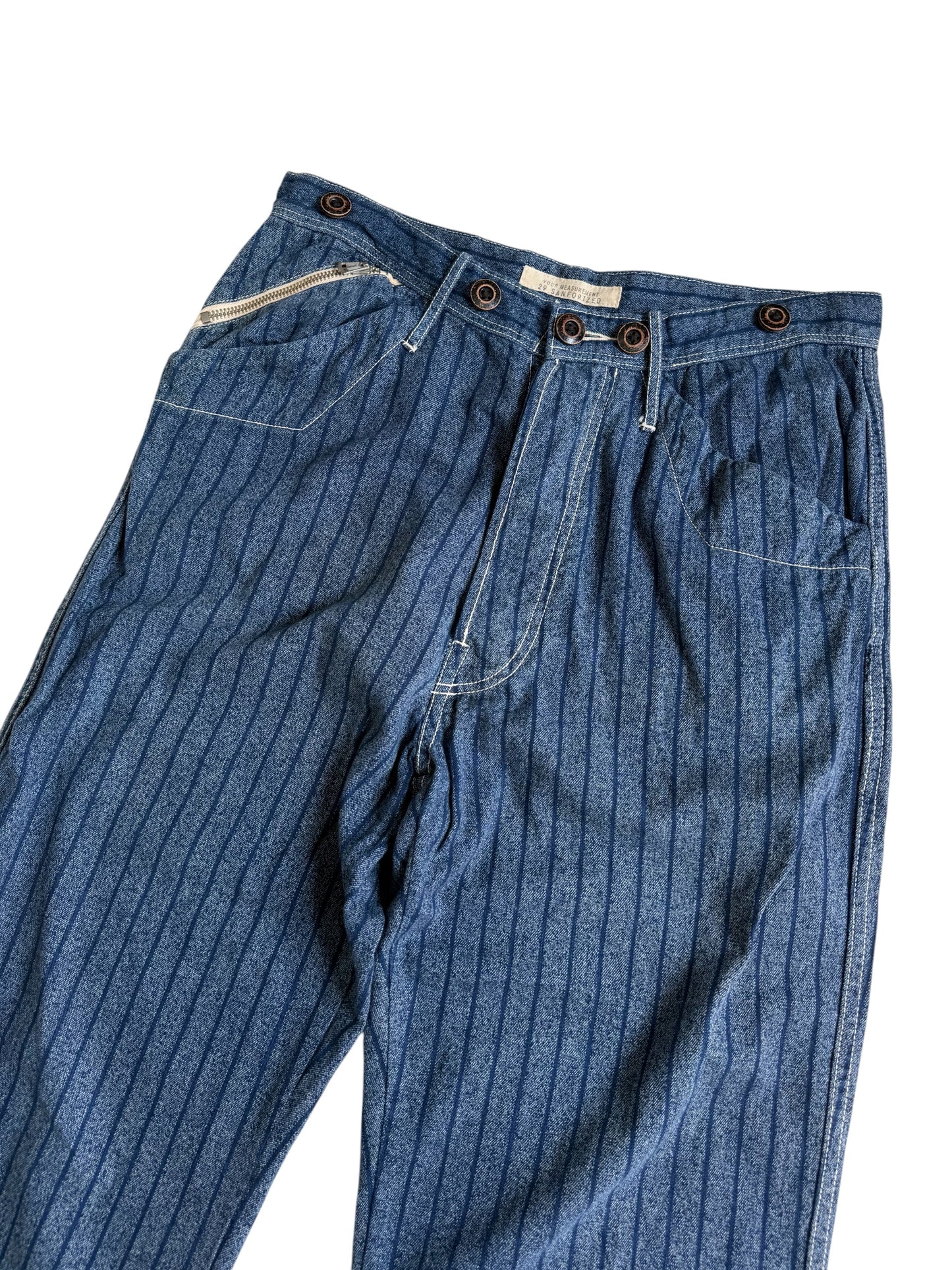 Vintage J.S Homestead Pinstripe Denim Work Pants Utility Pocket Made in Japan