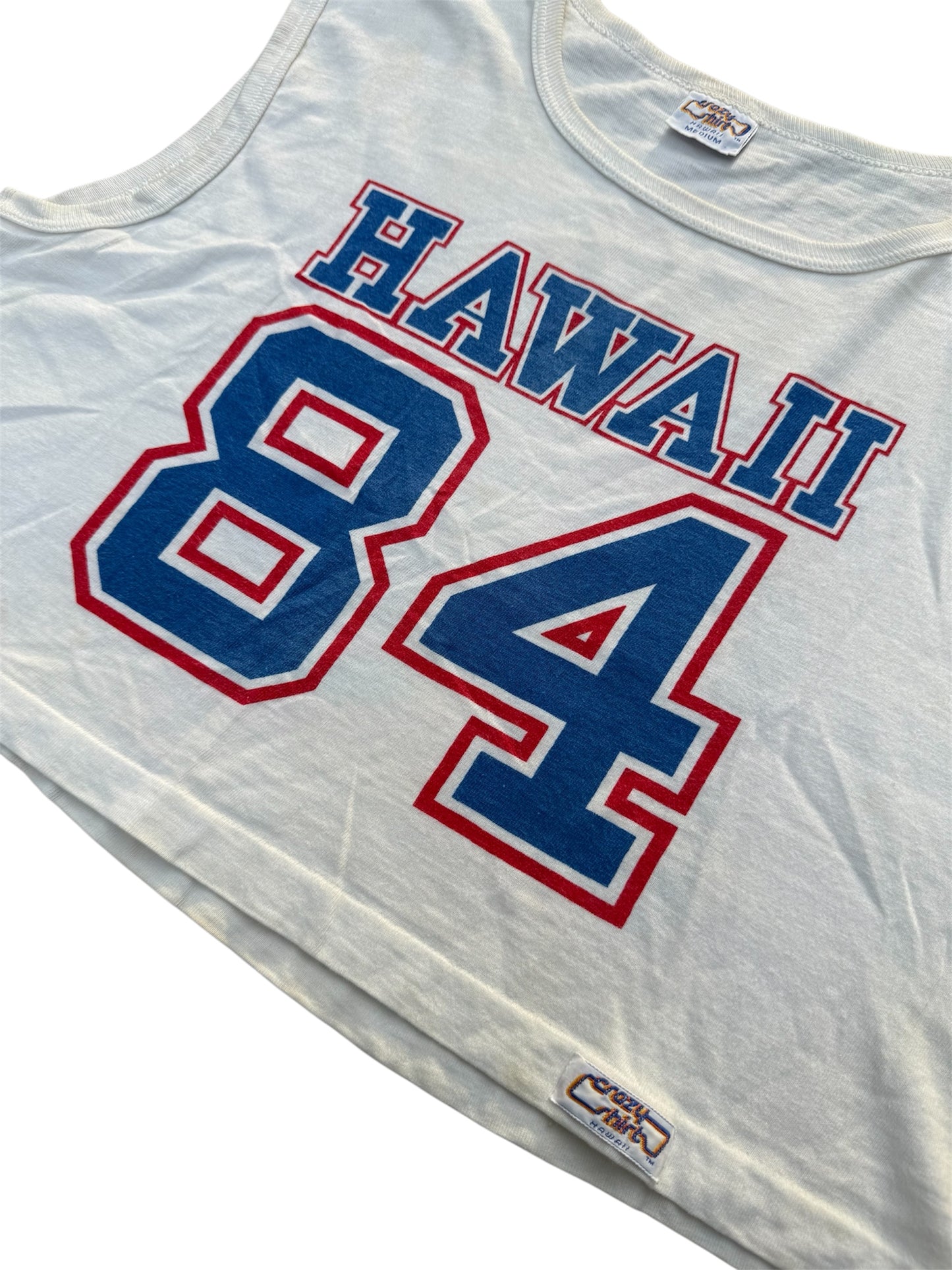 Vintage 1980s Hawaii 84 Crop Tank Top Crazy Shirts Hawaii