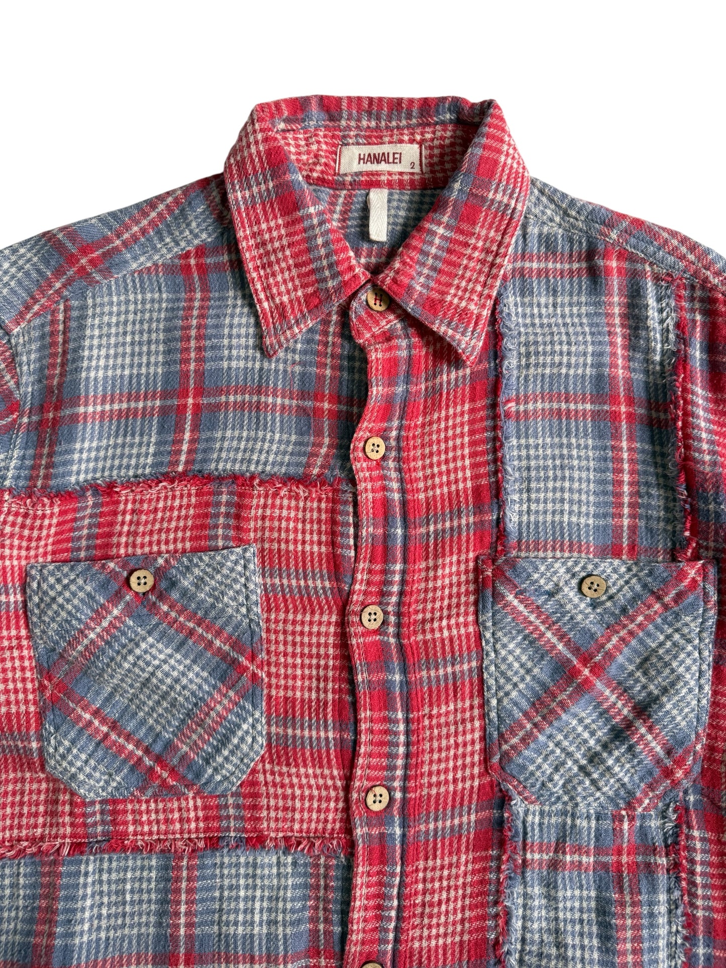 Hanalei Reversible Patchwork Flannel Shirt Japanese Brand Distressed Plaid