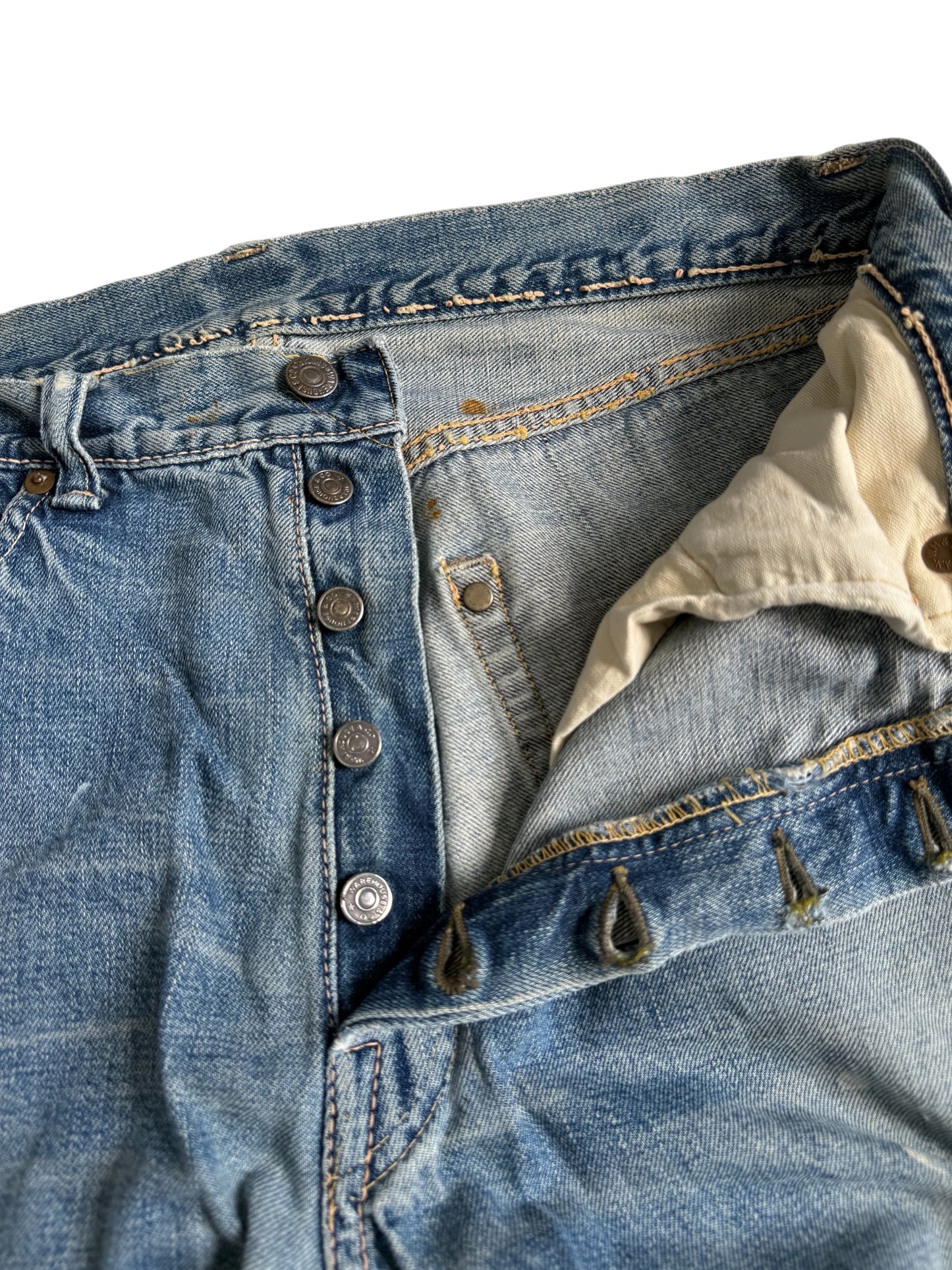 Vintage Warehouse & Co Selvedge Denim Distressed Jeans