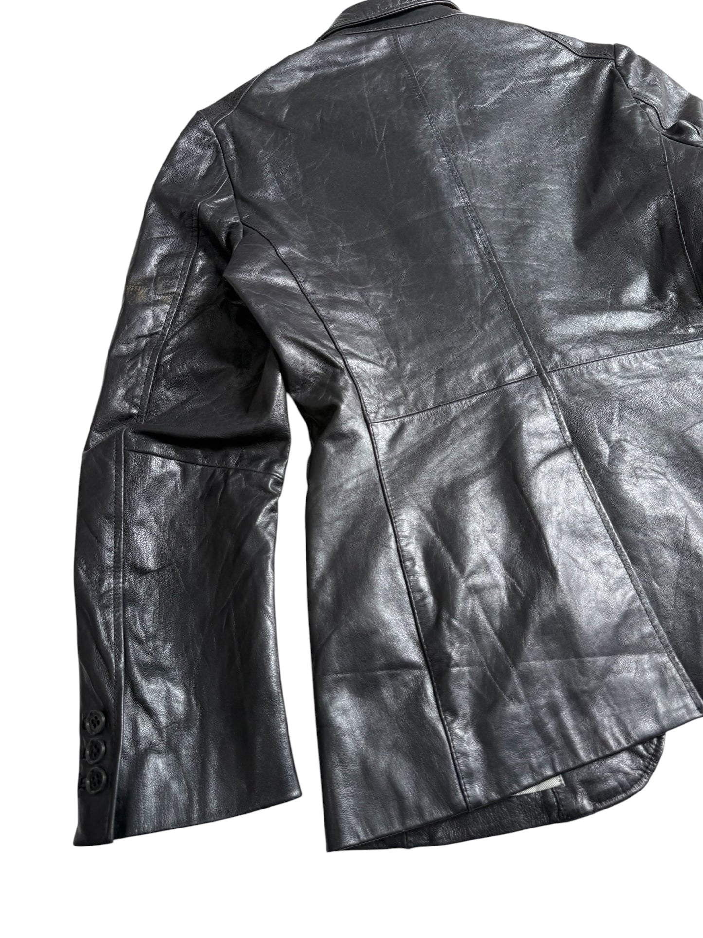 IKKA Womens Black Leather Blazer Medium