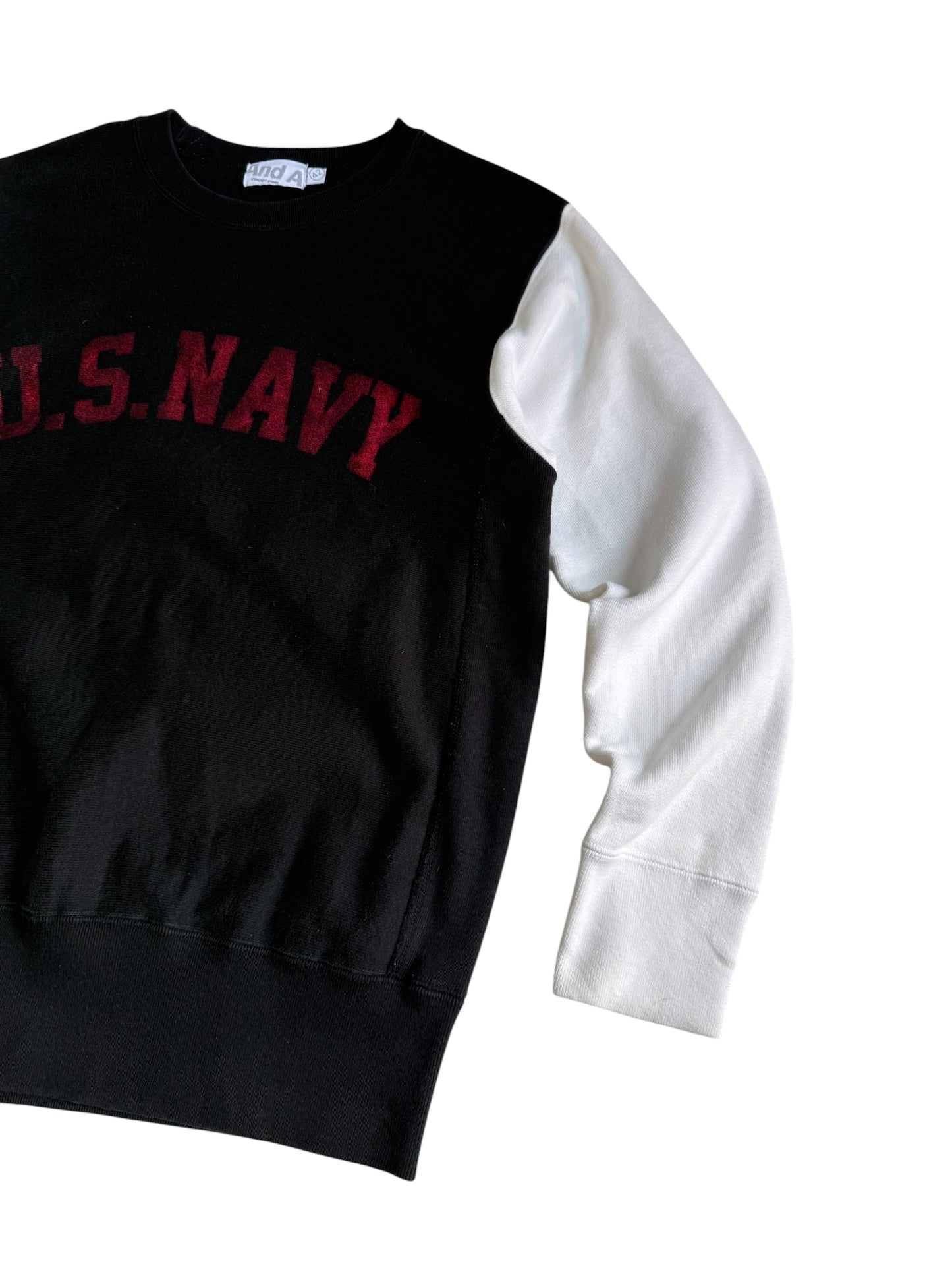 And A U.S. Navy Sweatshirt Heavy Cotton Crewneck Black White Military Style Pullover