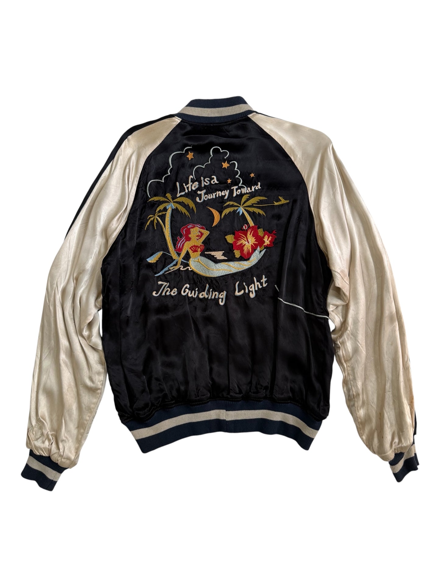 Vintage Seilin & Co Japan Reversible Rayon Sukajan Souvenir Jacket Embroidery