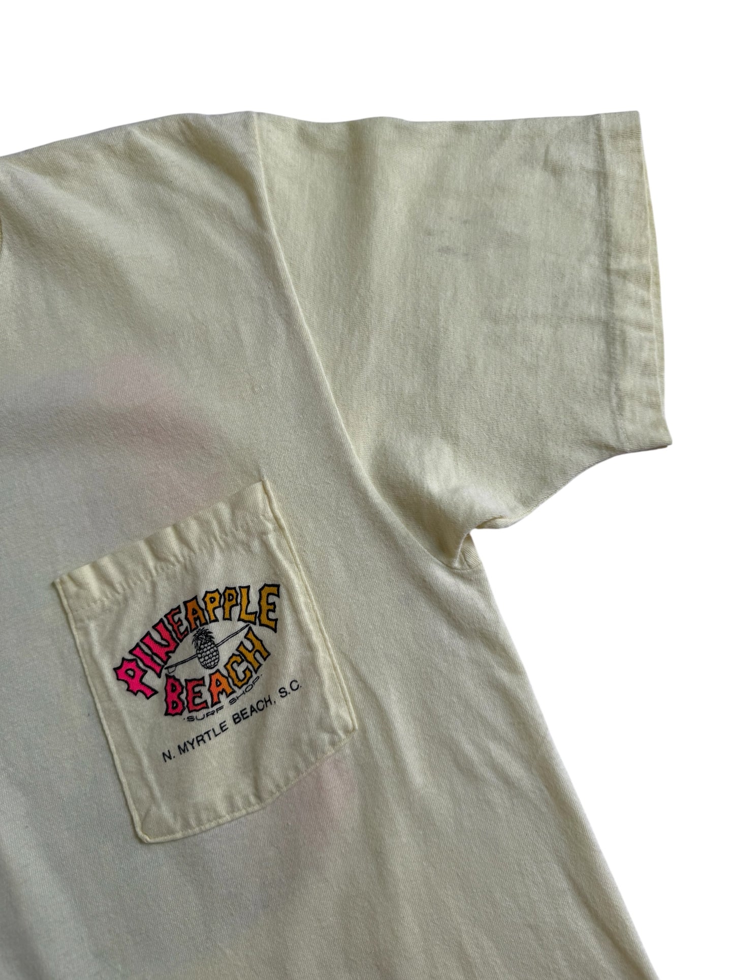 Vintage 1980s Pineapple Beach Surf Shop Pocket Tshirt