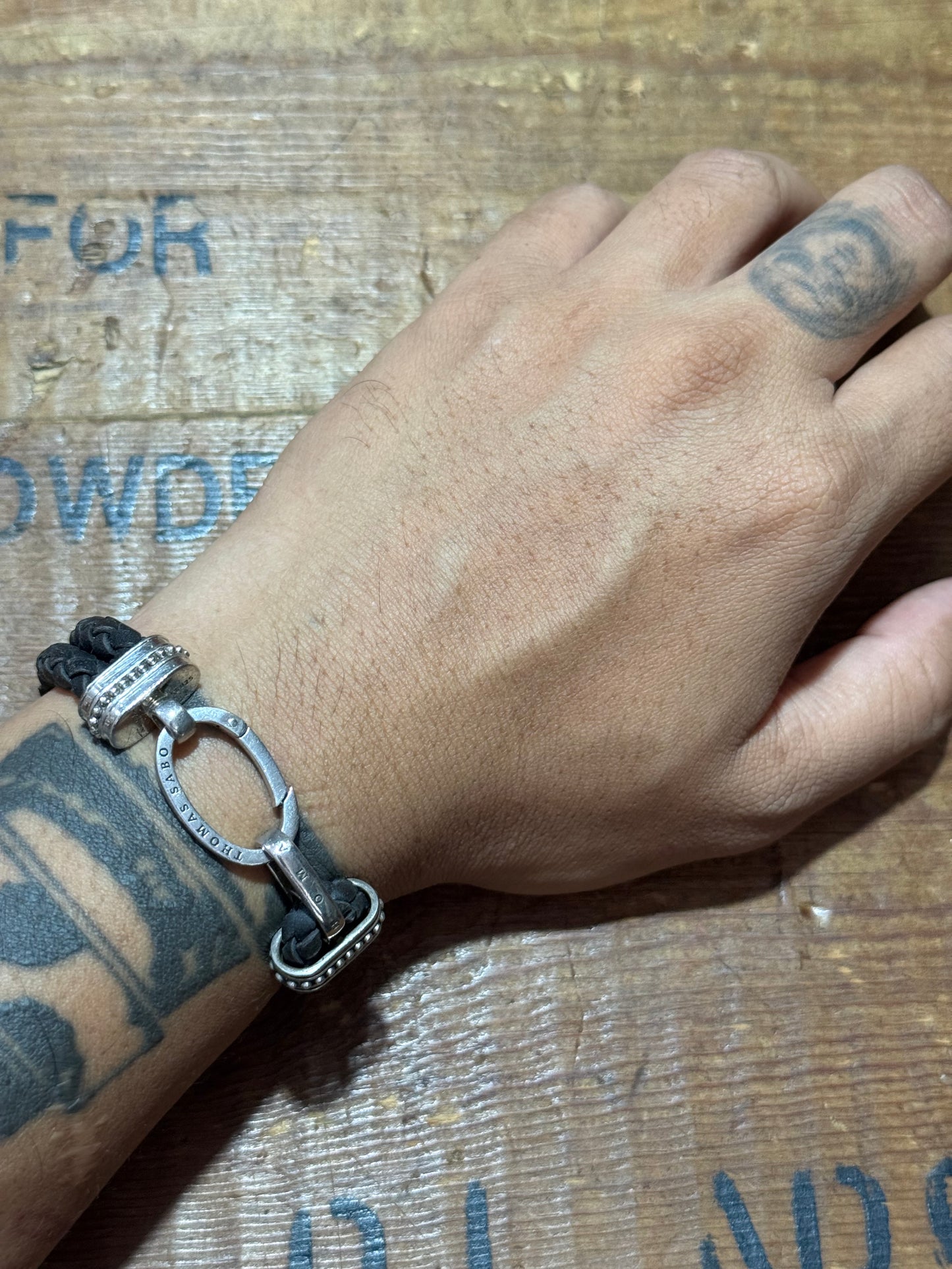 Thomas Sabo Braided Leather Bracelet Black Silver Clasp
