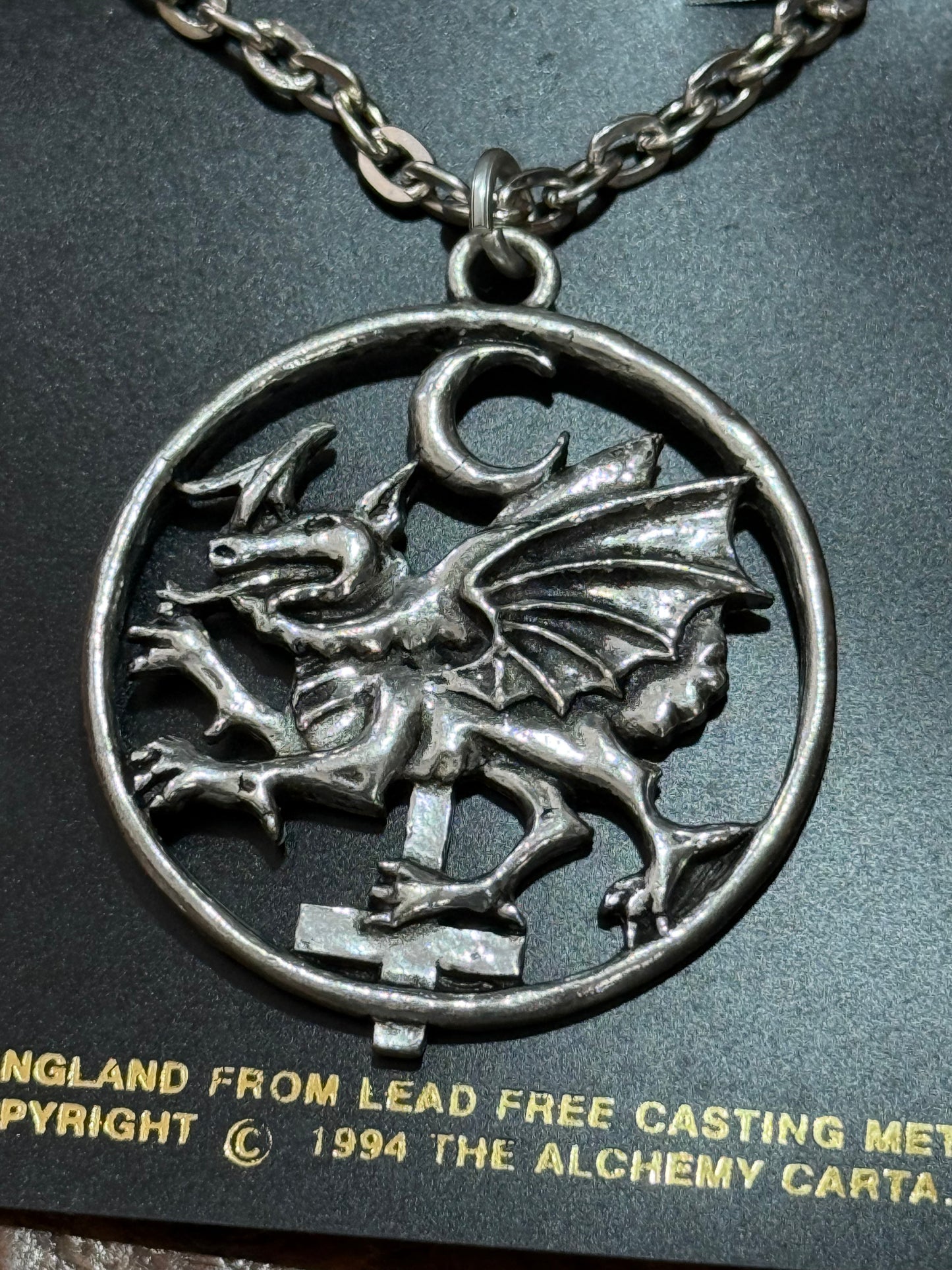 Vintage 1996 Cradle of Filth Alchemy England Dragon Pendant Necklace