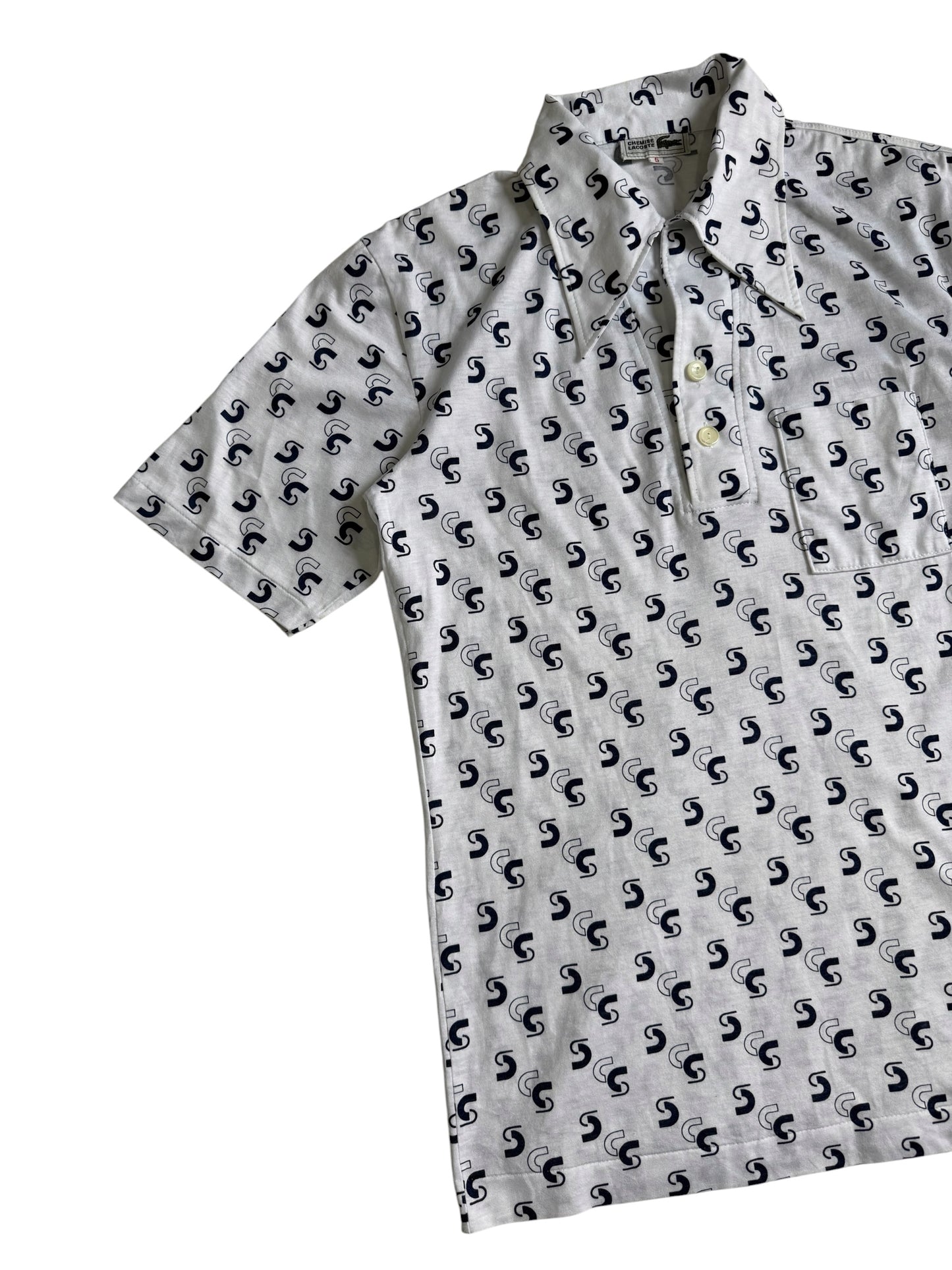 Vintage Chemise Lacoste Atomic Print Polo Tee