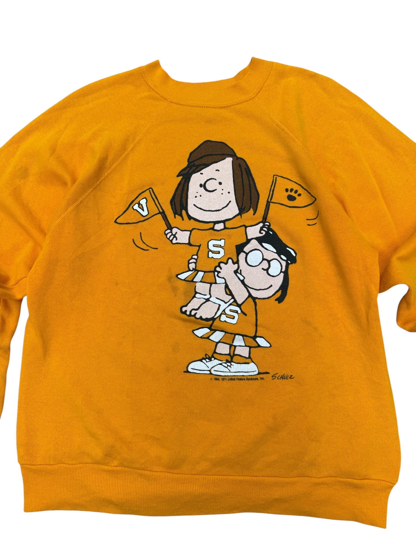 Vintage 70s 80s Peanuts Cheerleader Artex Sweatshirt Made in USA