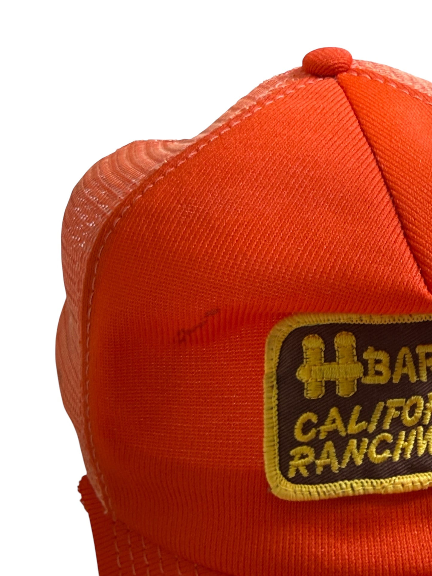 Vintage H Bar C California Ranchwear Orange Mesh Trucker Cap Made in USA
