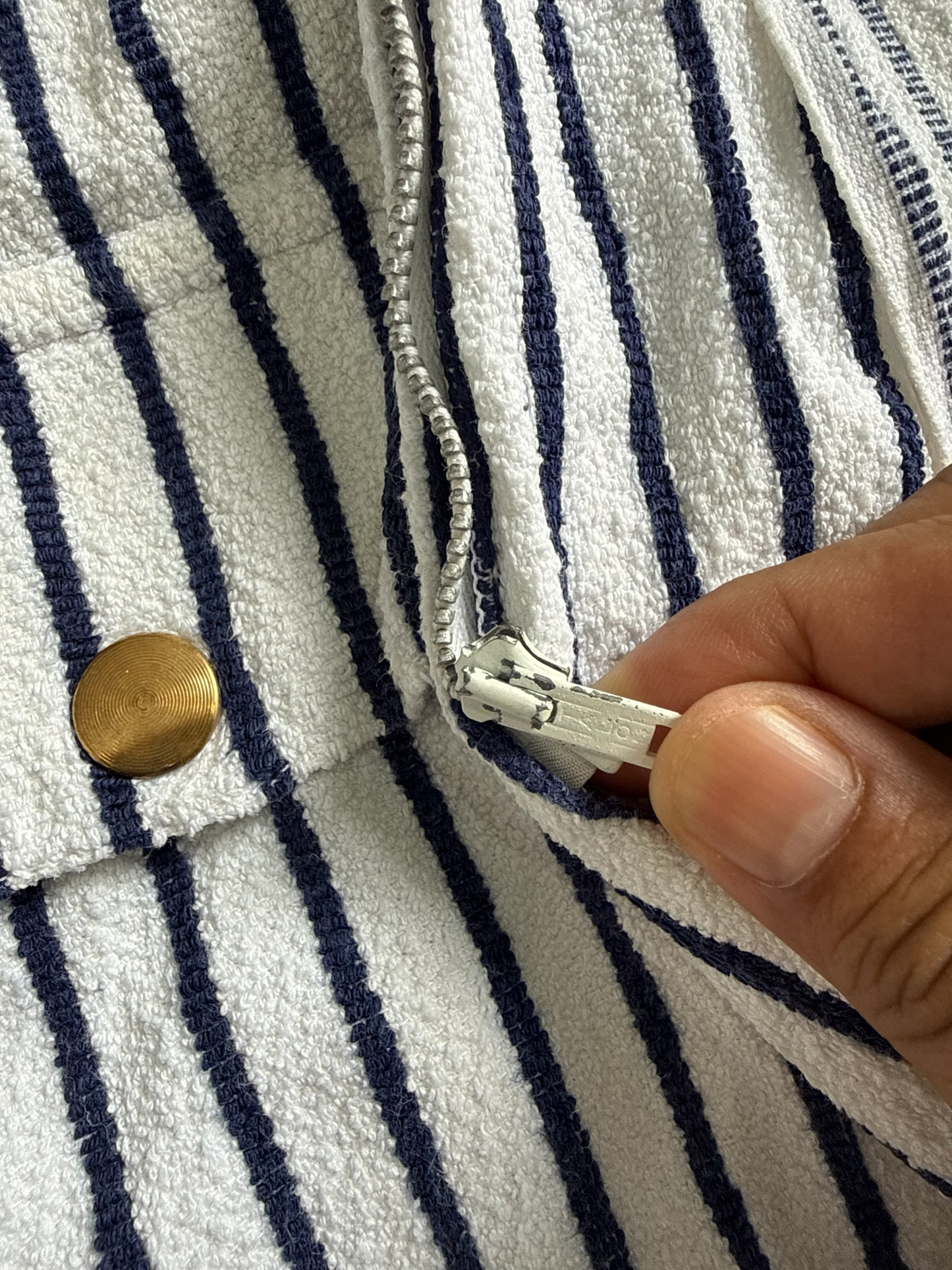Vintage 1960s 70s Abercrombie & Fitch Terry Cloth Striped Zip Jacket