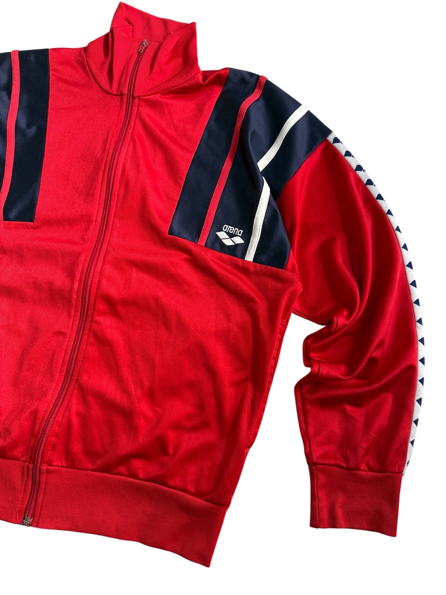 Vintage 80s 90s Arena Track Jacket Side Tape Training Top Red Navy