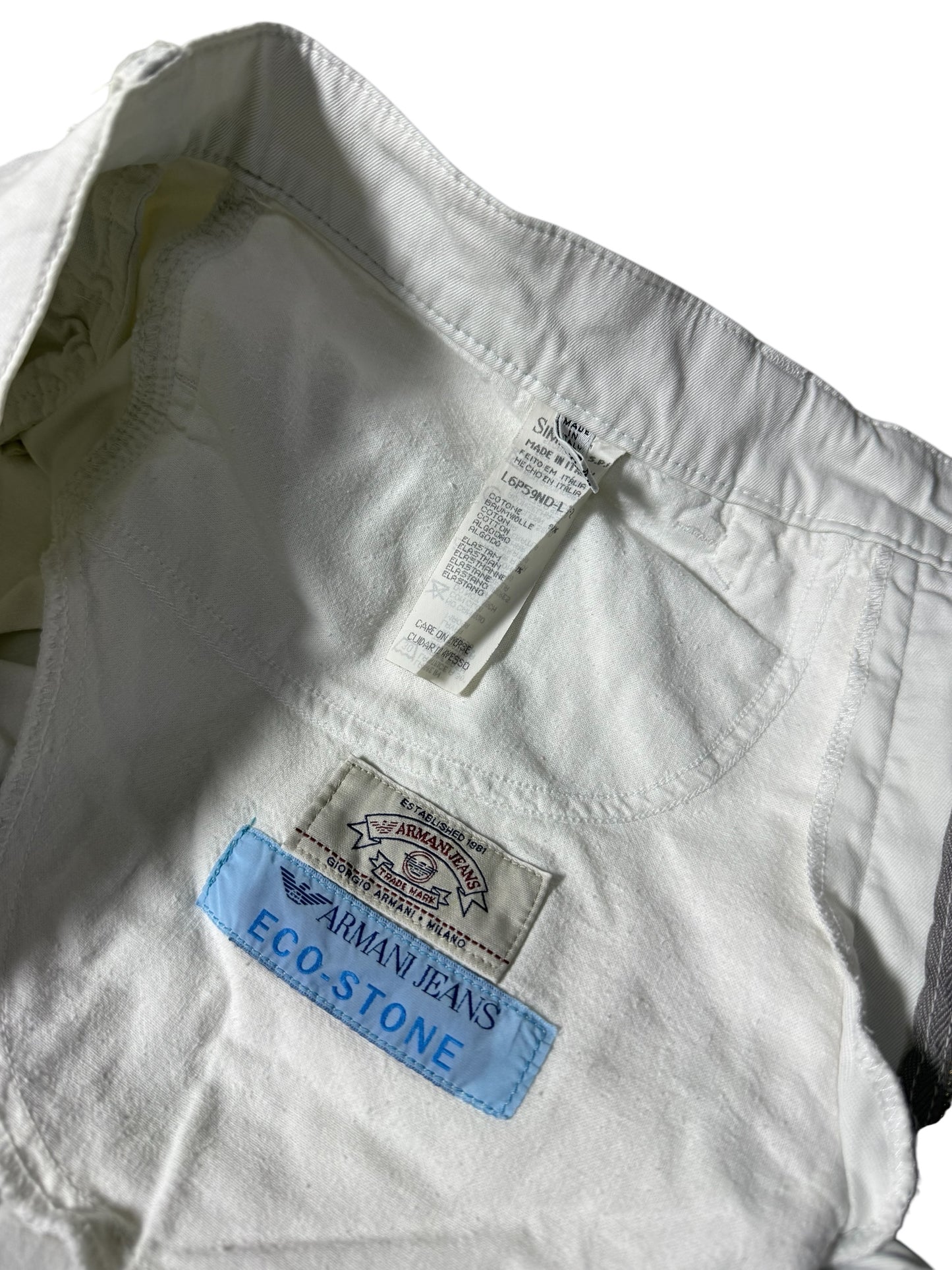 Vintage Armani Jeans Eco-Stone Cotton Trousers Made in Italy 90s Designer