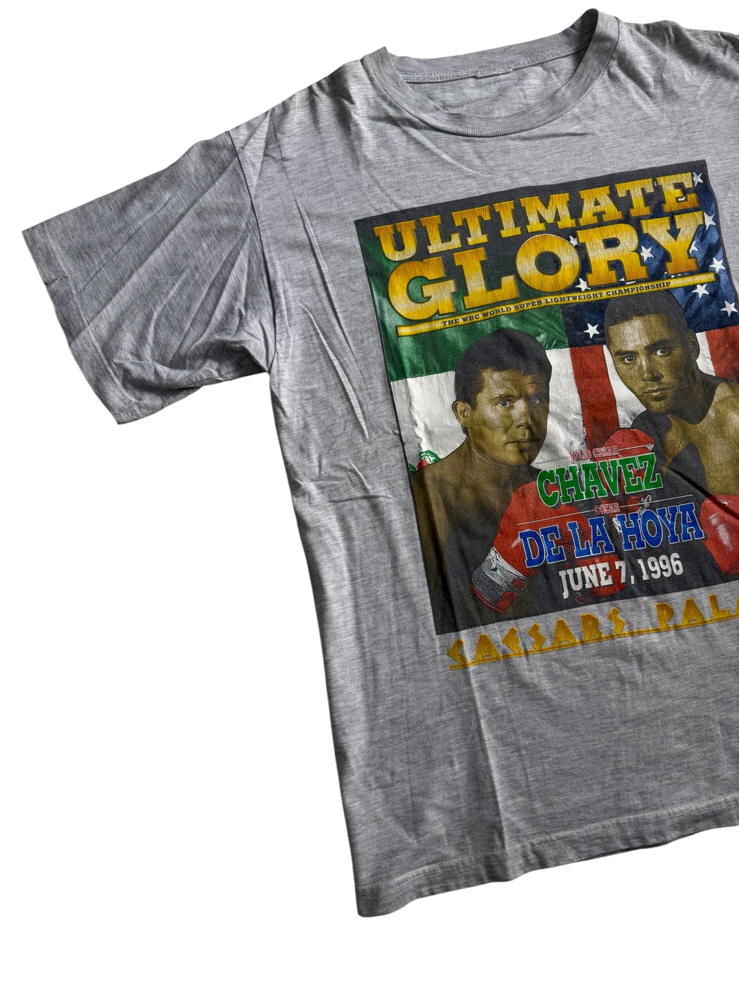 Vintage 1996 Chavez vs De La Hoya Ultimate Glory Boxing Tshirt Caesars Palace Fight Promo