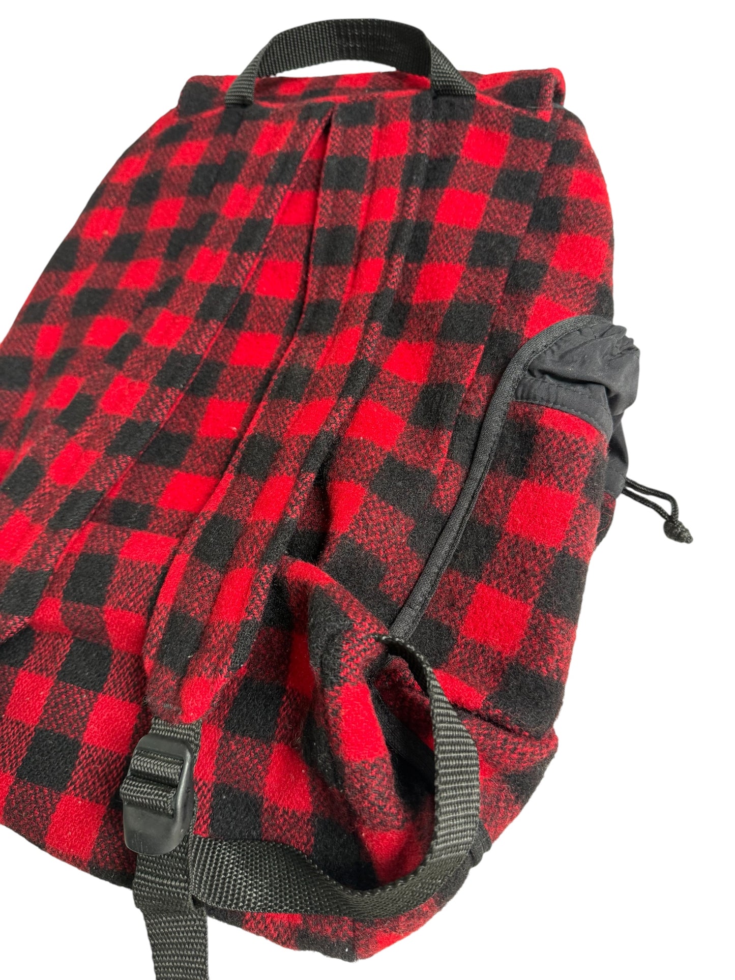 Vintage Johnson Woolen Mills Buffalo Plaid Wool Backpack Made in USA