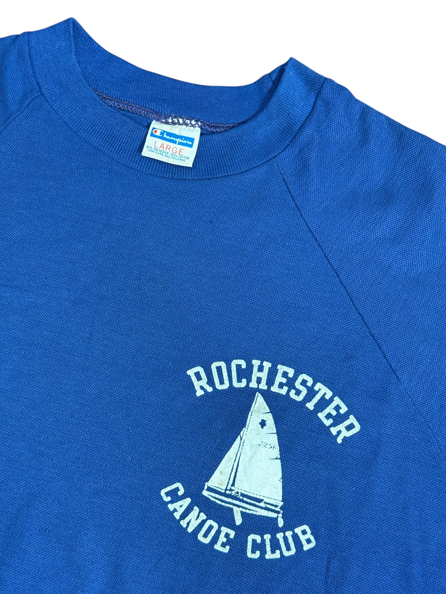 Vintage 1970s Champion Blue Bar Raglan Tshirt Rochester Canoe Club