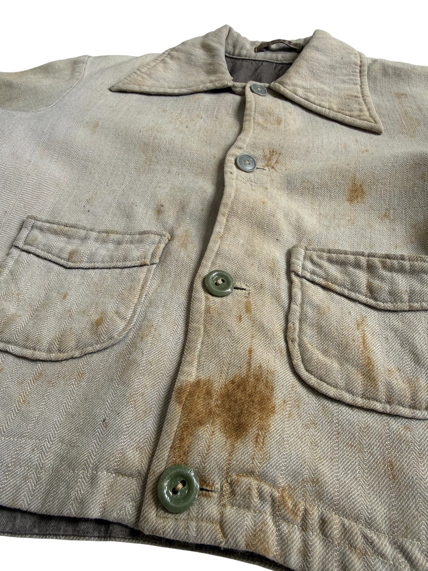 Vintage 1940s–50s European Childrens Herringbone Twill Work Jacket